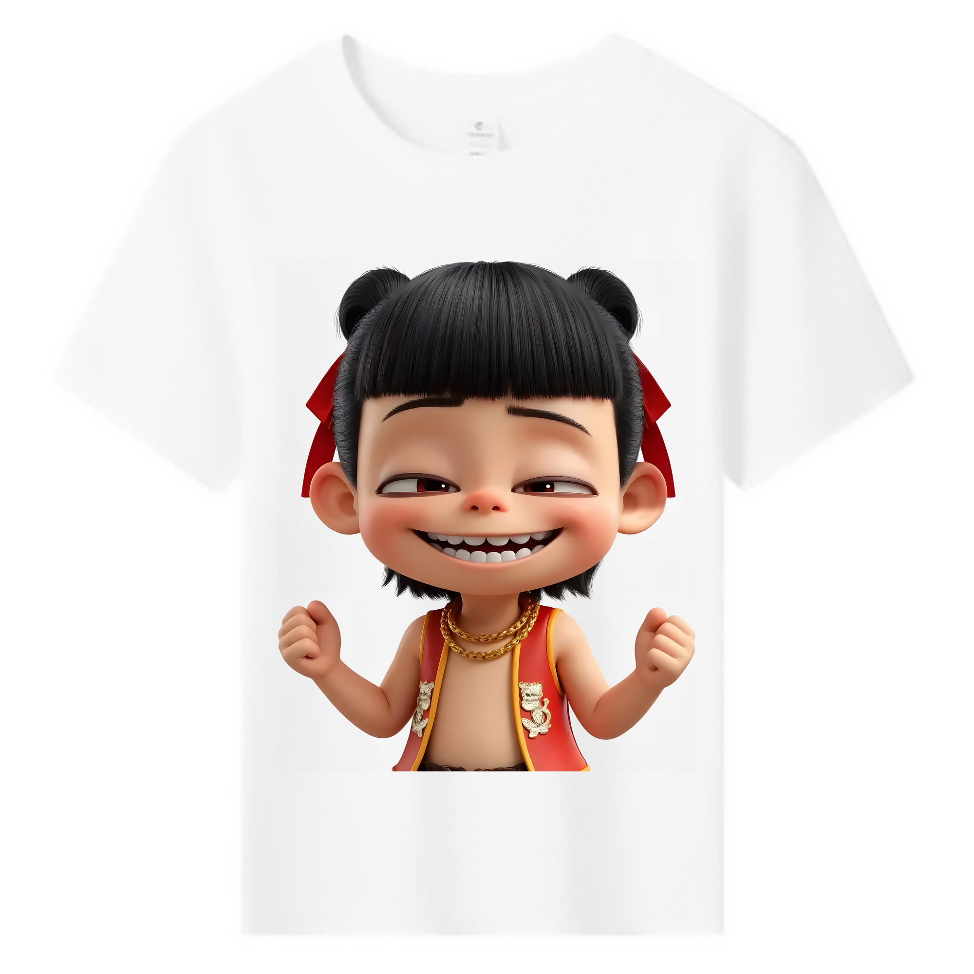 （画像用） Ne Zha 2 ナタ 魔童の大暴れ 綿100％キッズTシャツ（フロントプリント）