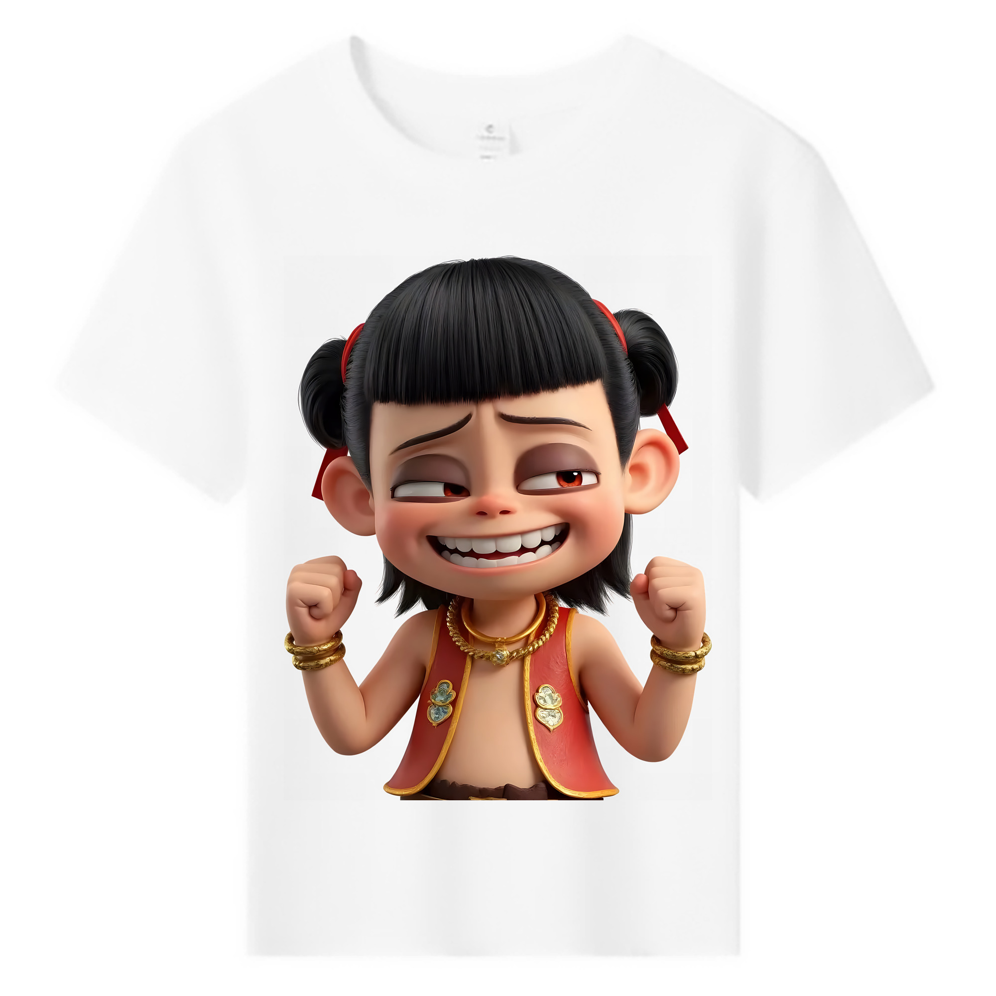 （画像用） Ne Zha 2 ナタ 魔童の大暴れ 綿100％キッズTシャツ（フロントプリント）