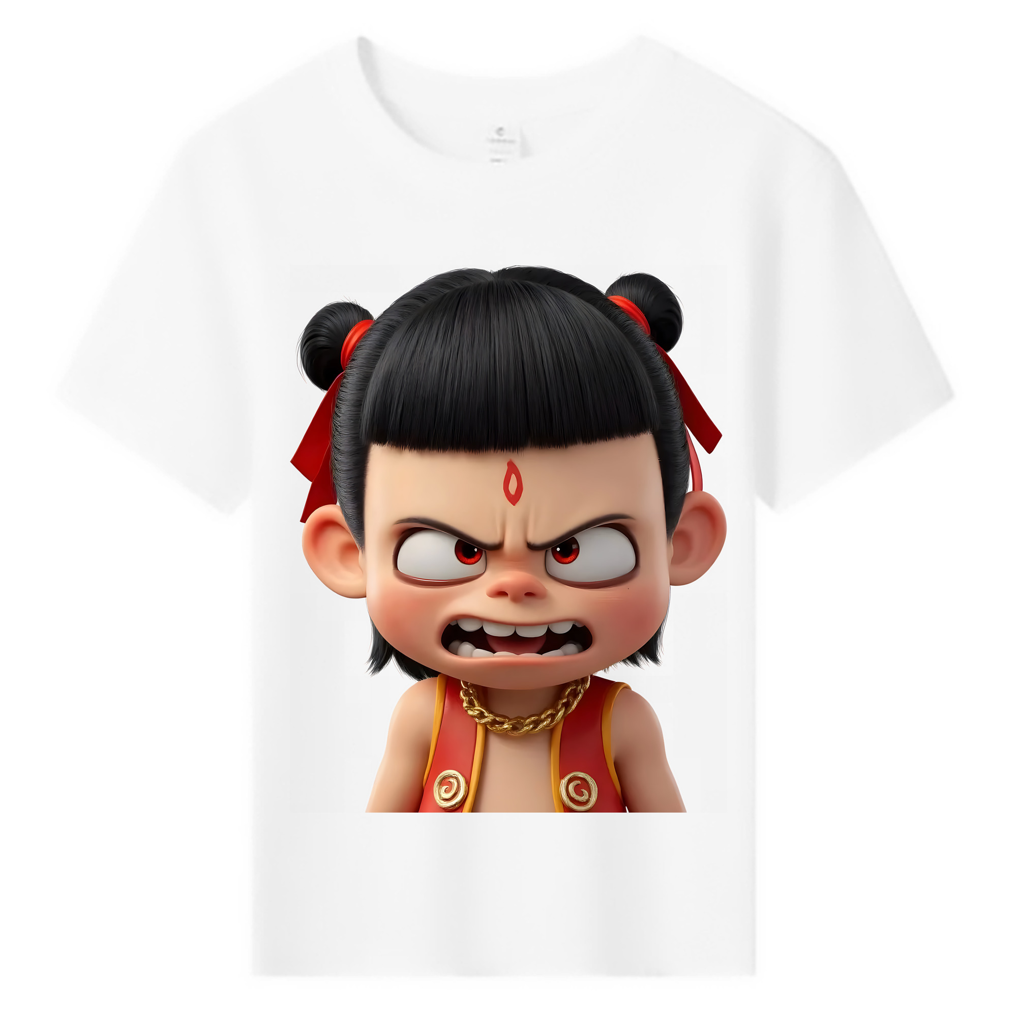 （画像用） Ne Zha 2 ナタ 魔童の大暴れ 綿100％キッズTシャツ（フロントプリント）