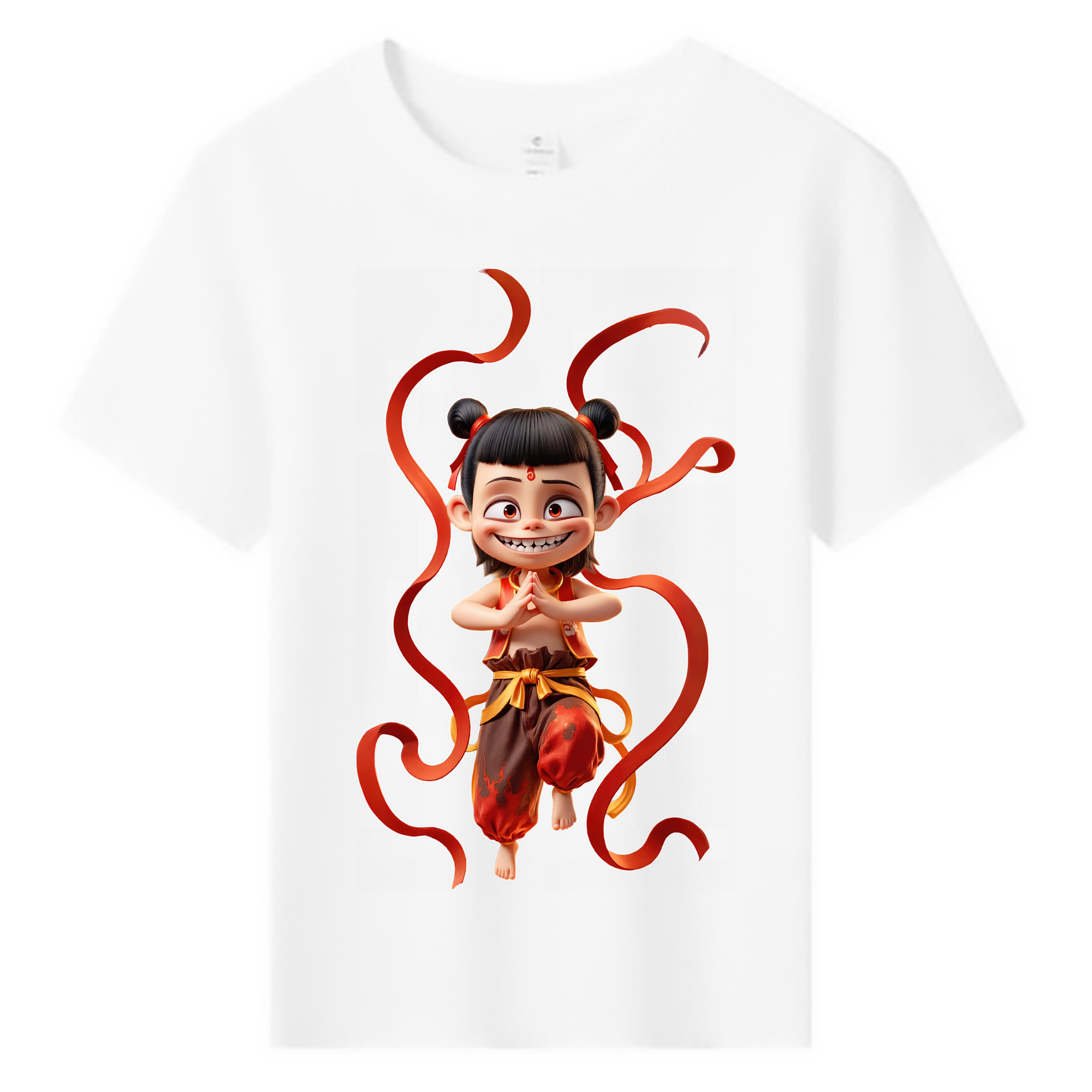 （画像用） Ne Zha 2 ナタ 魔童の大暴れ 綿100％キッズTシャツ（フロントプリント）