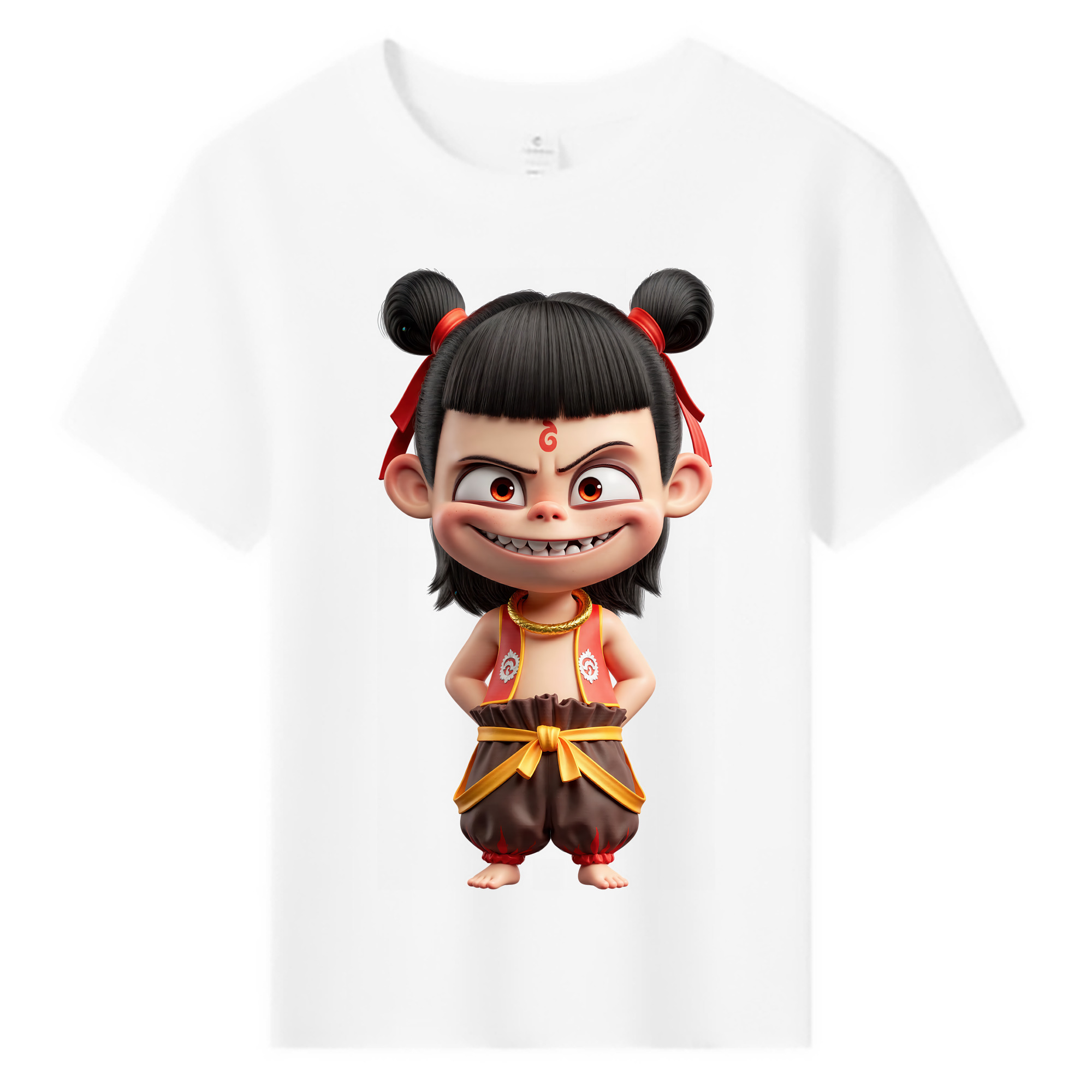 （画像用） Ne Zha 2 ナタ 魔童の大暴れ 綿100％キッズTシャツ（フロントプリント）