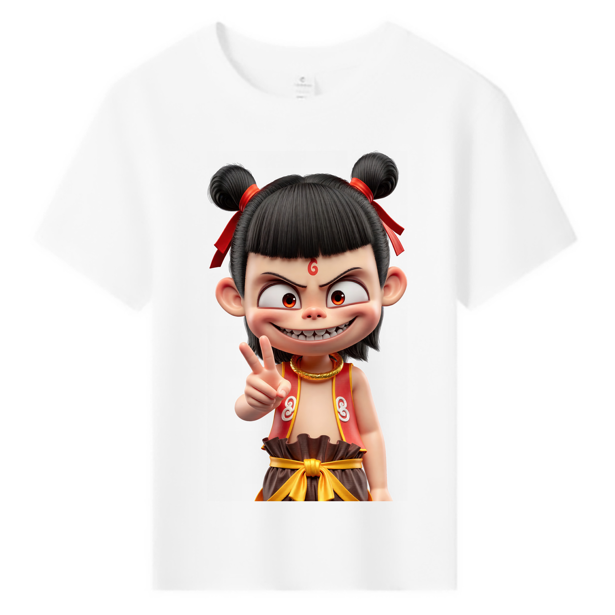 （画像用） Ne Zha 2 ナタ 魔童の大暴れ 綿100％キッズTシャツ（フロントプリント）