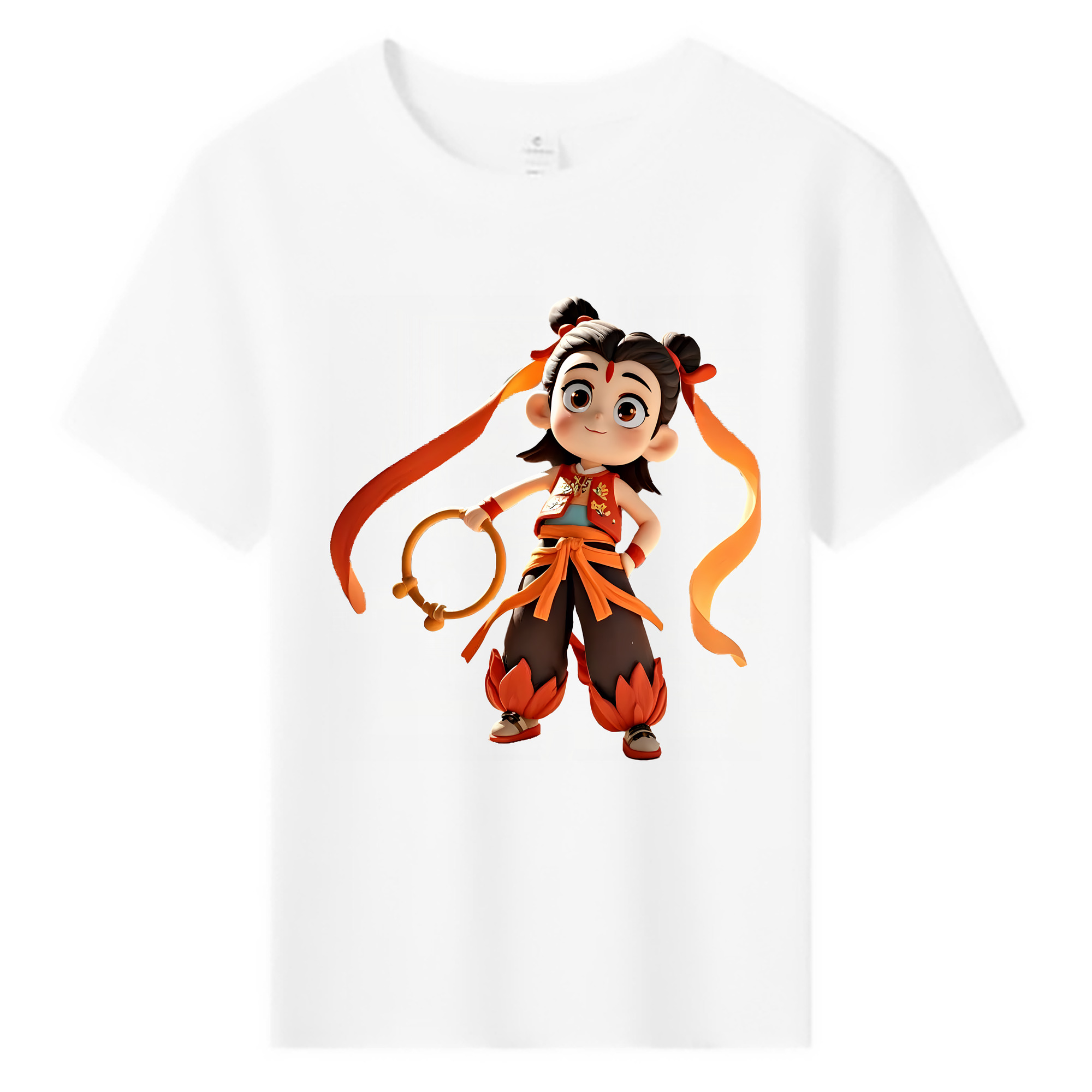 （画像用） Ne Zha 2 ナタ 魔童の大暴れ 綿100％キッズTシャツ（フロントプリント）