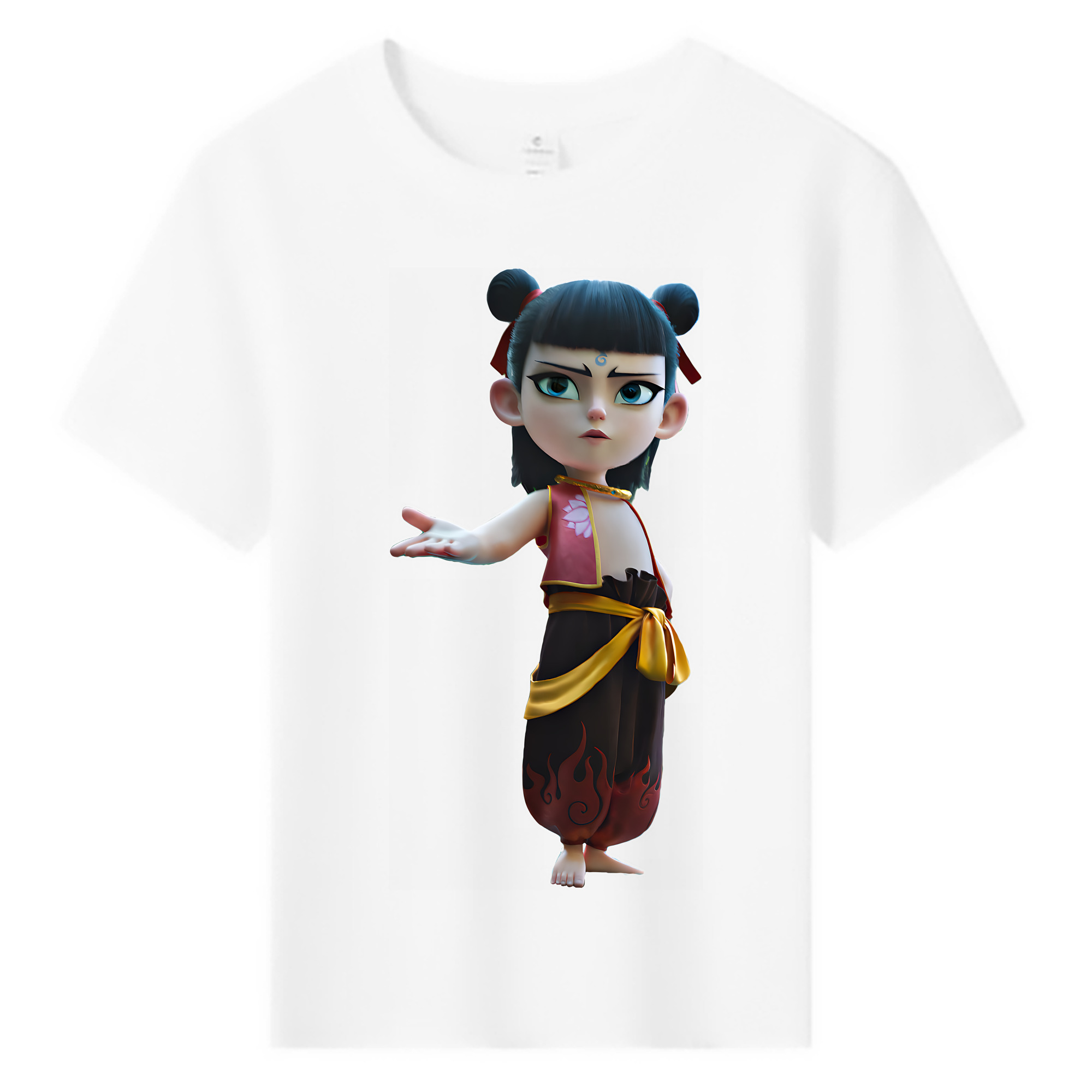 （画像用） Ne Zha 2 ナタ 魔童の大暴れ 綿100％キッズTシャツ（フロントプリント）