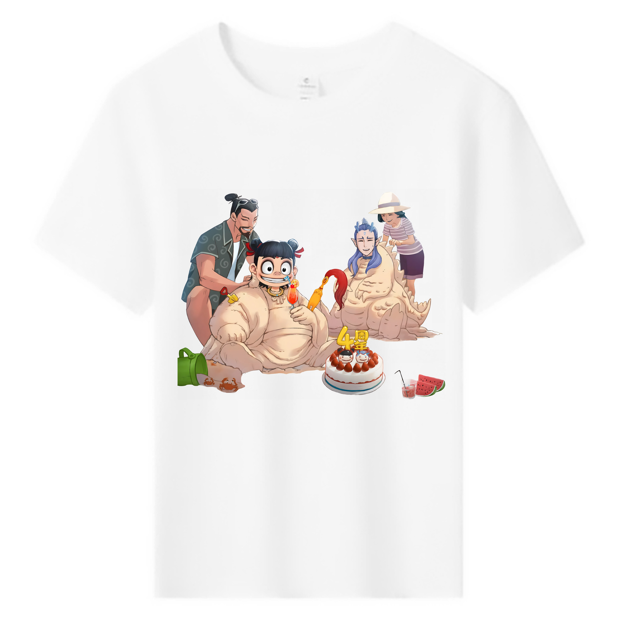 （画像用） Ne Zha 2 ナタ 魔童の大暴れ 綿100％キッズTシャツ（フロントプリント）