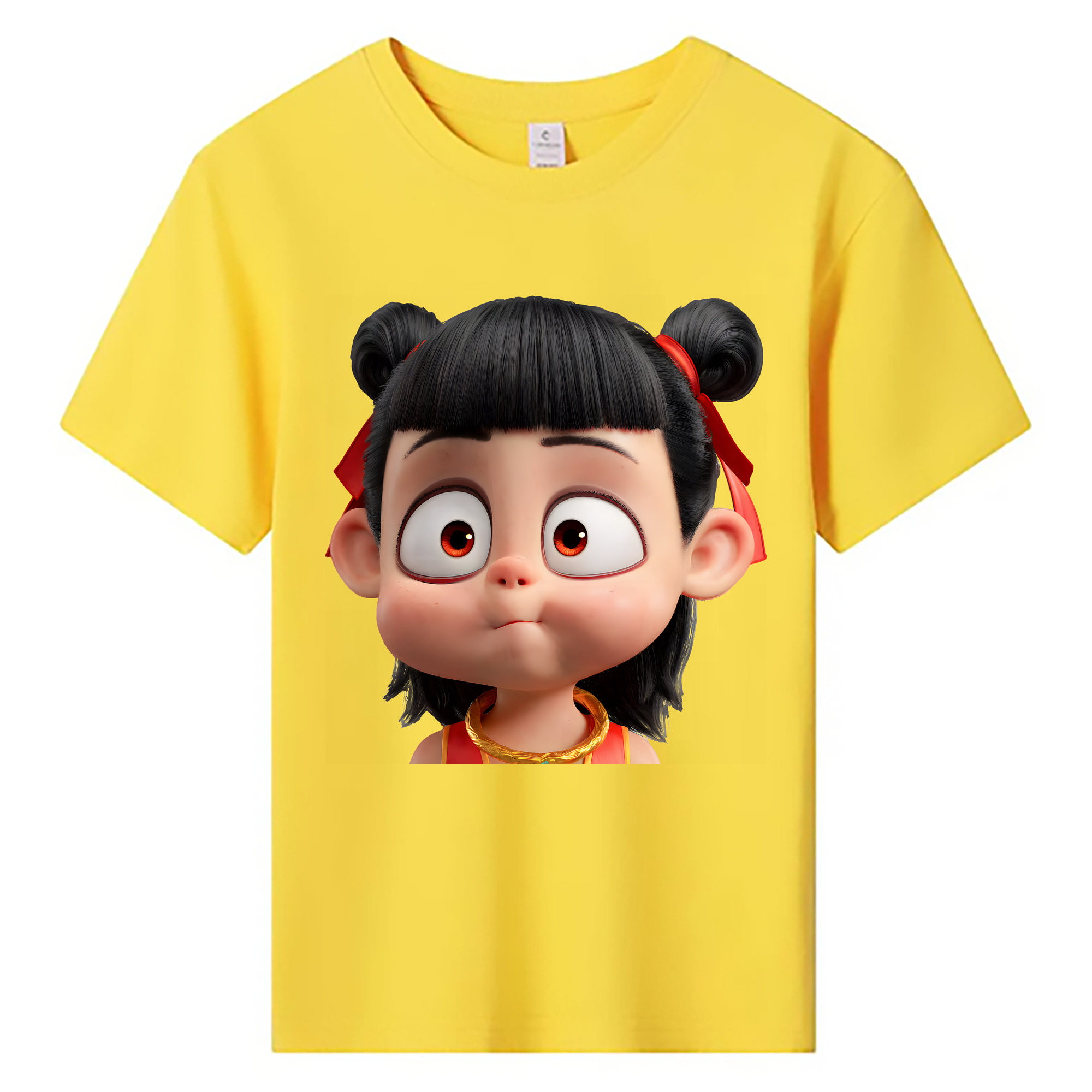 （画像用） Ne Zha 2 ナタ 魔童の大暴れ 綿100％キッズTシャツ（フロントプリント）