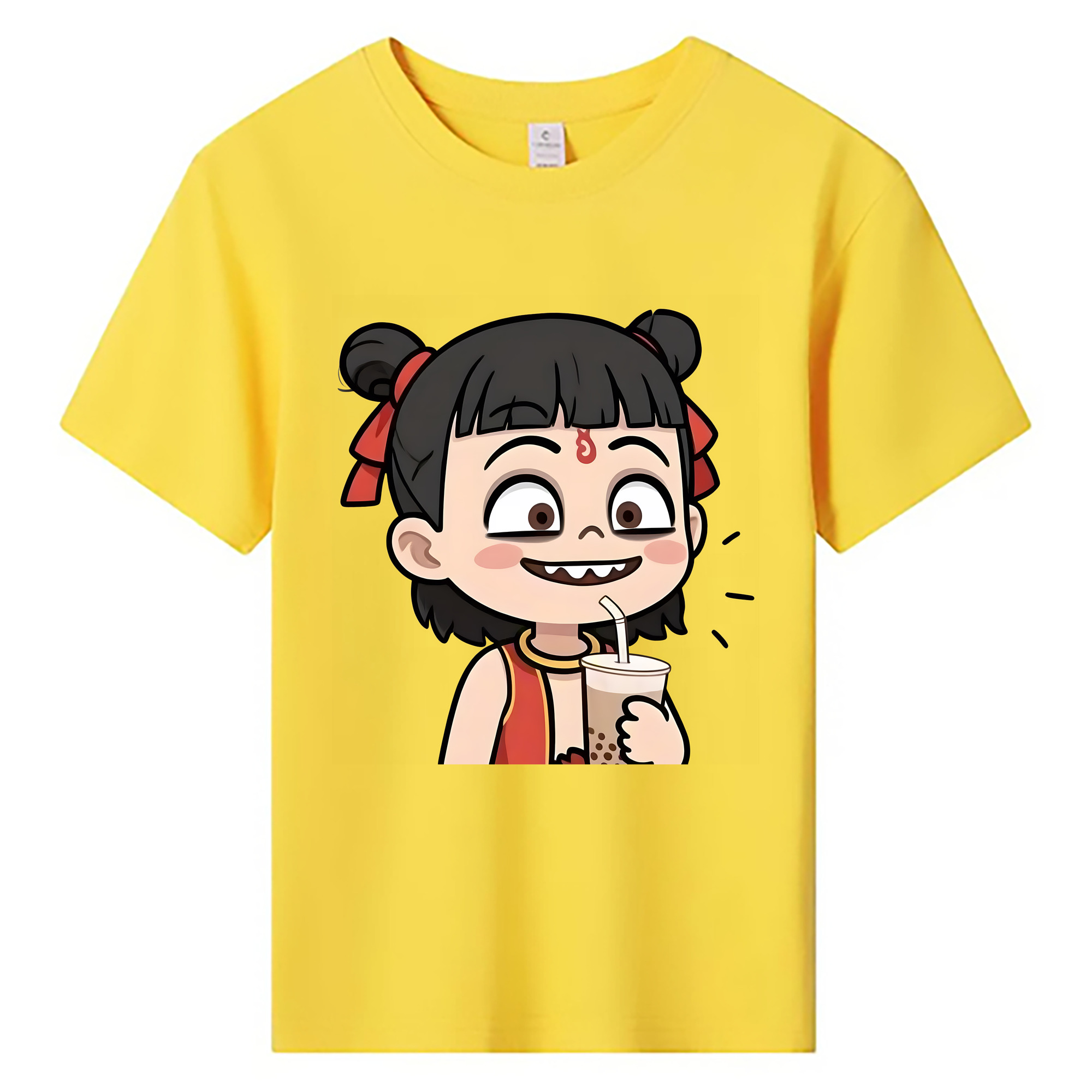 （画像用） Ne Zha 2 ナタ 魔童の大暴れ 綿100％キッズTシャツ（フロントプリント）