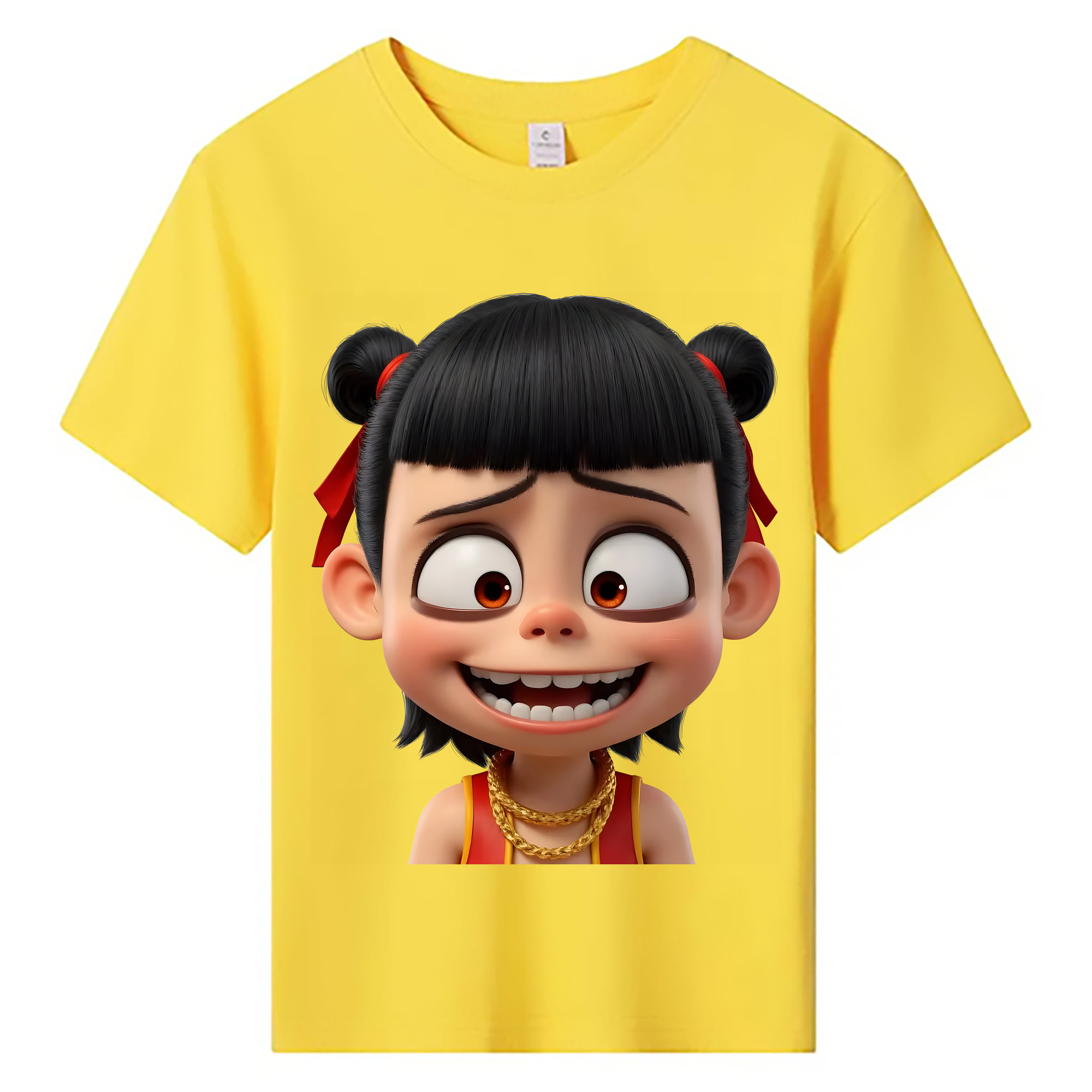 （画像用） Ne Zha 2 ナタ 魔童の大暴れ 綿100％キッズTシャツ（フロントプリント）