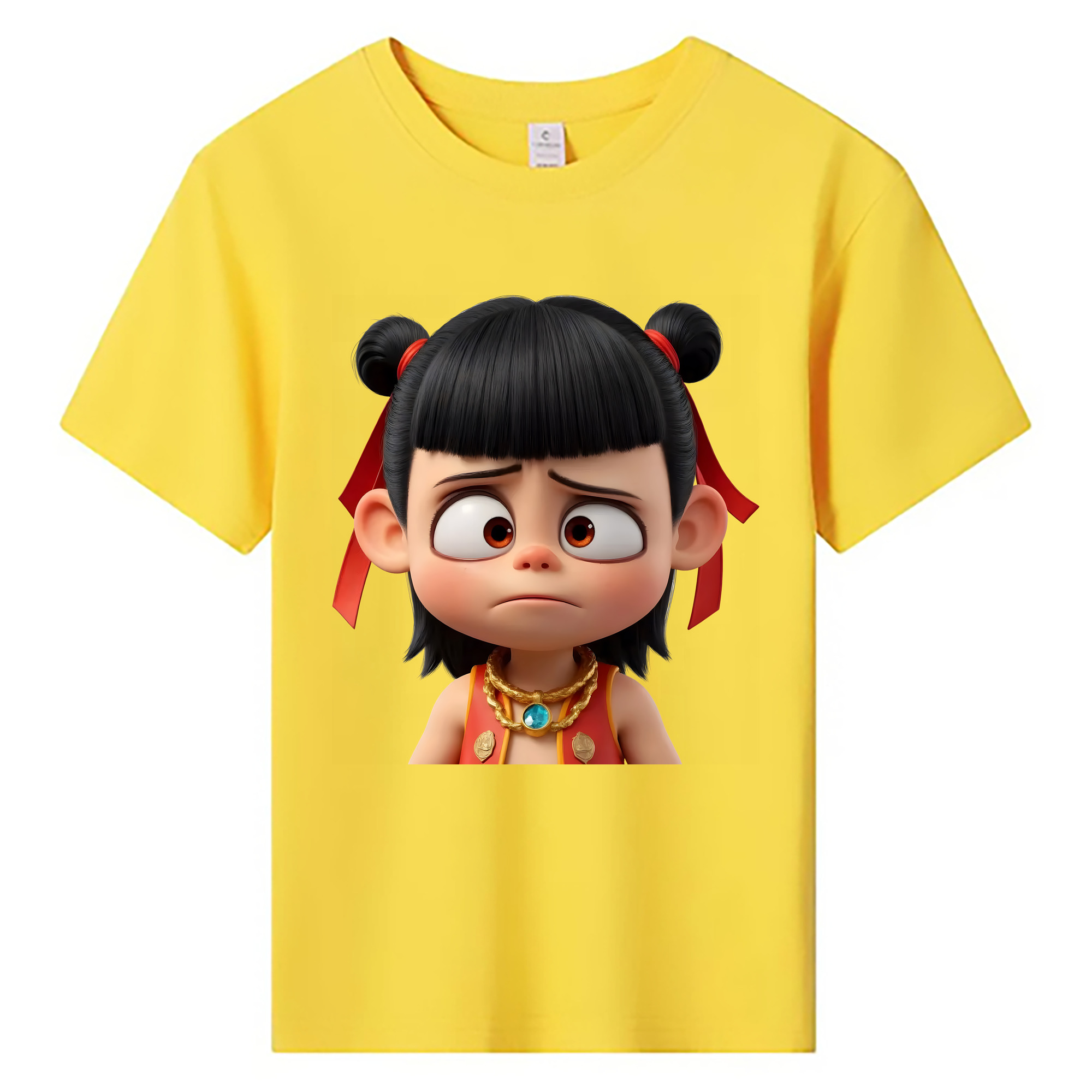 （画像用） Ne Zha 2 ナタ 魔童の大暴れ 綿100％キッズTシャツ（フロントプリント）
