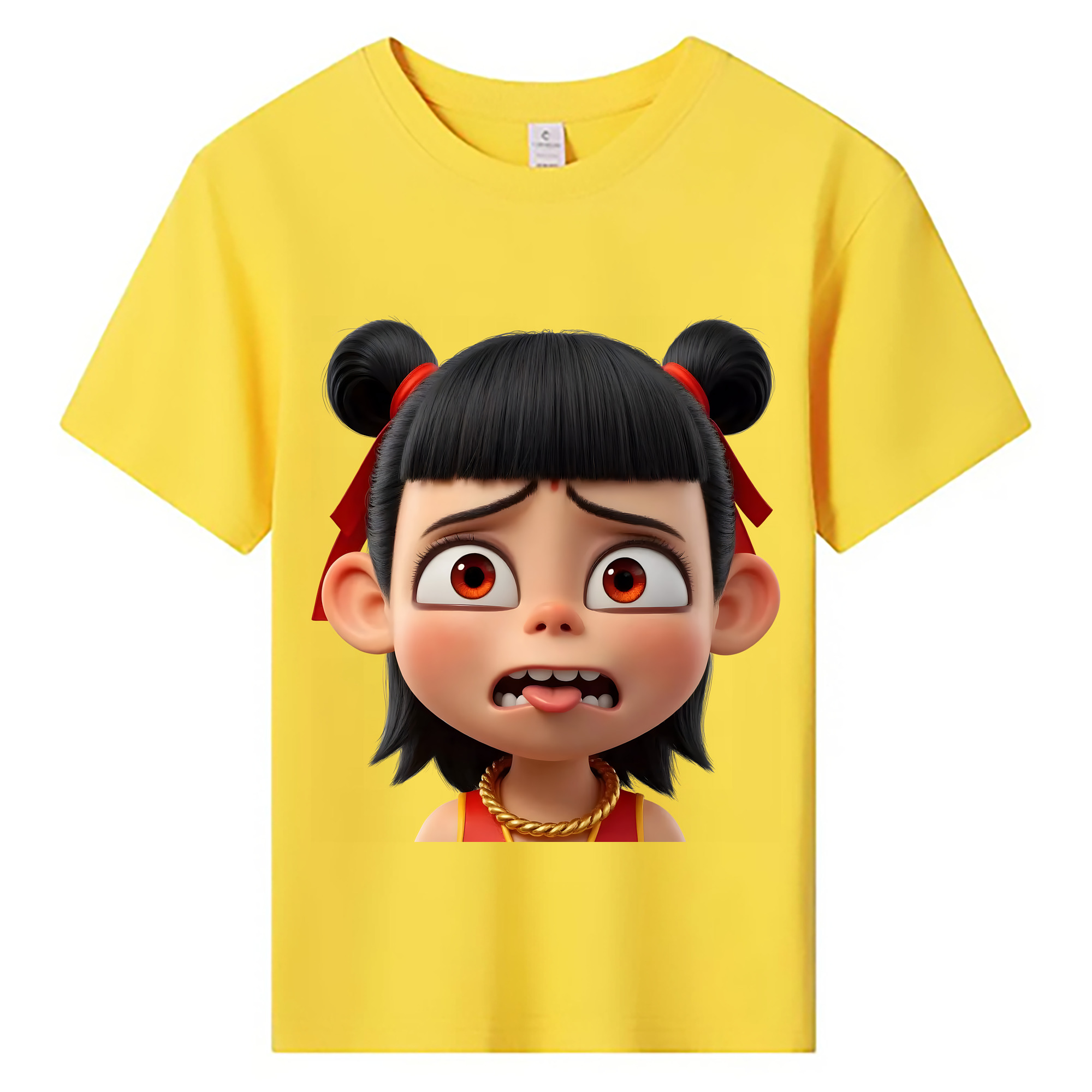 （画像用） Ne Zha 2 ナタ 魔童の大暴れ 綿100％キッズTシャツ（フロントプリント）