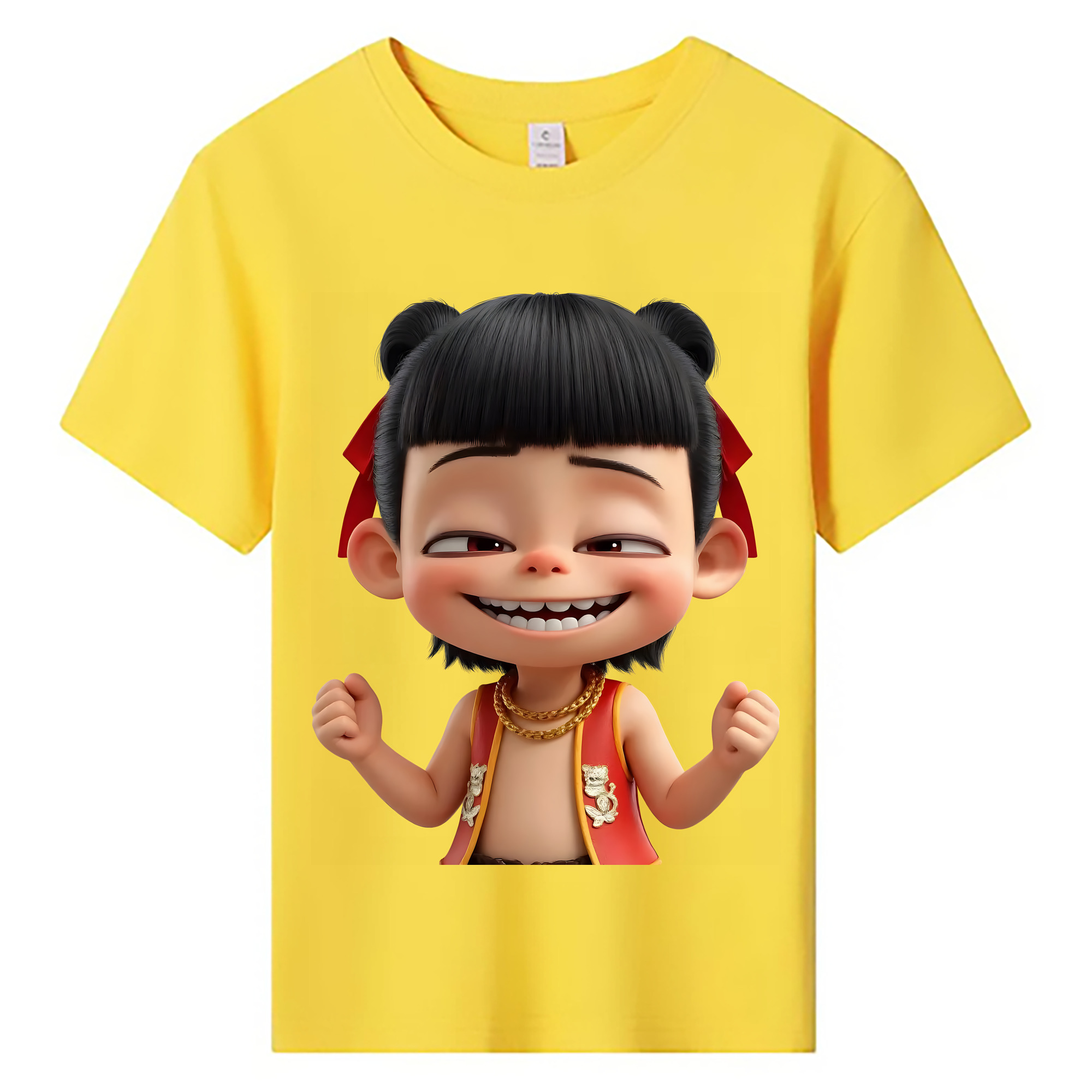 （画像用） Ne Zha 2 ナタ 魔童の大暴れ 綿100％キッズTシャツ（フロントプリント）