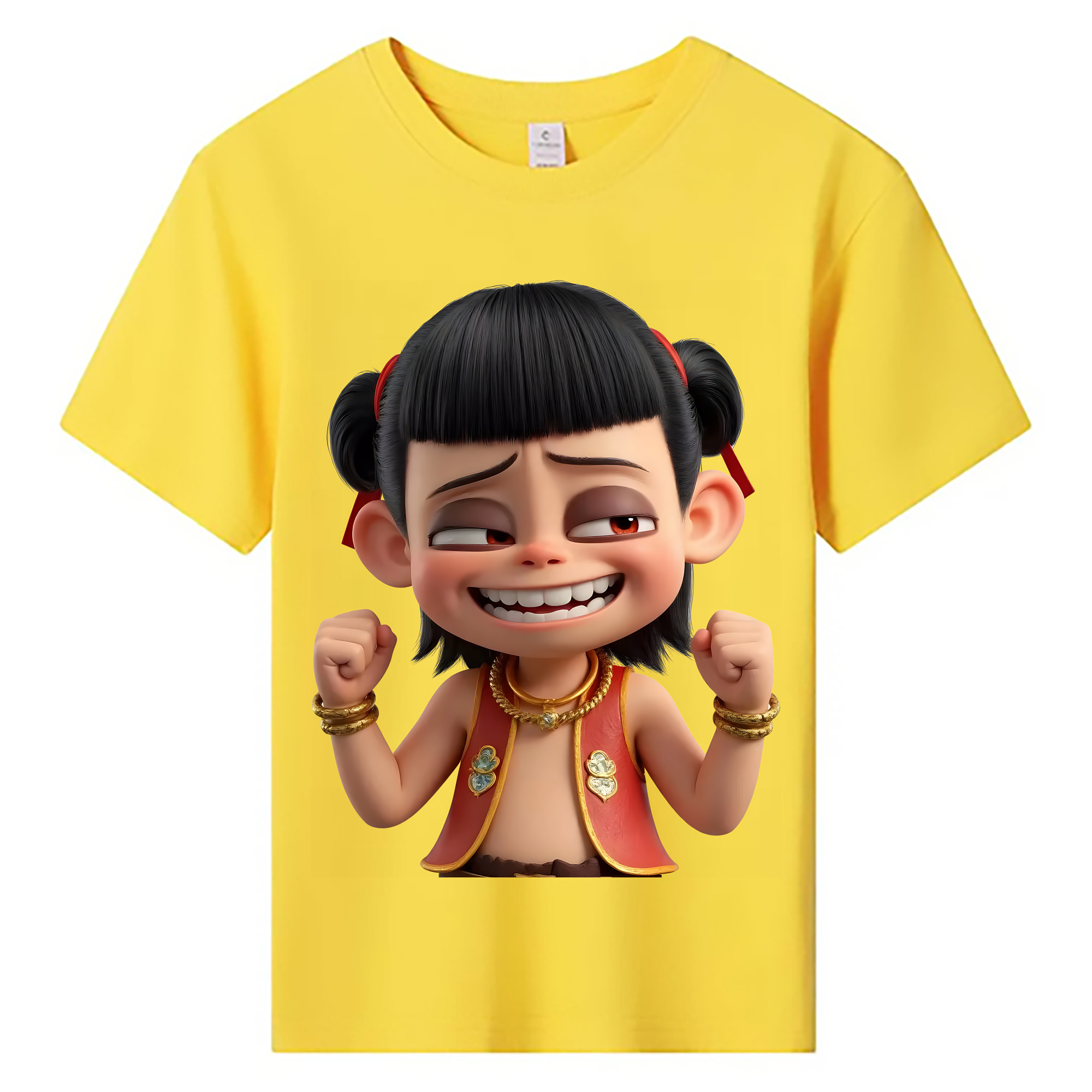 （画像用） Ne Zha 2 ナタ 魔童の大暴れ 綿100％キッズTシャツ（フロントプリント）