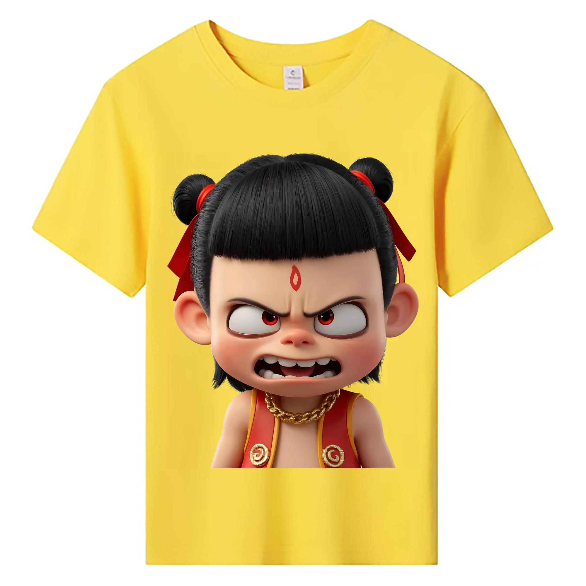 （画像用） Ne Zha 2 ナタ 魔童の大暴れ 綿100％キッズTシャツ（フロントプリント）