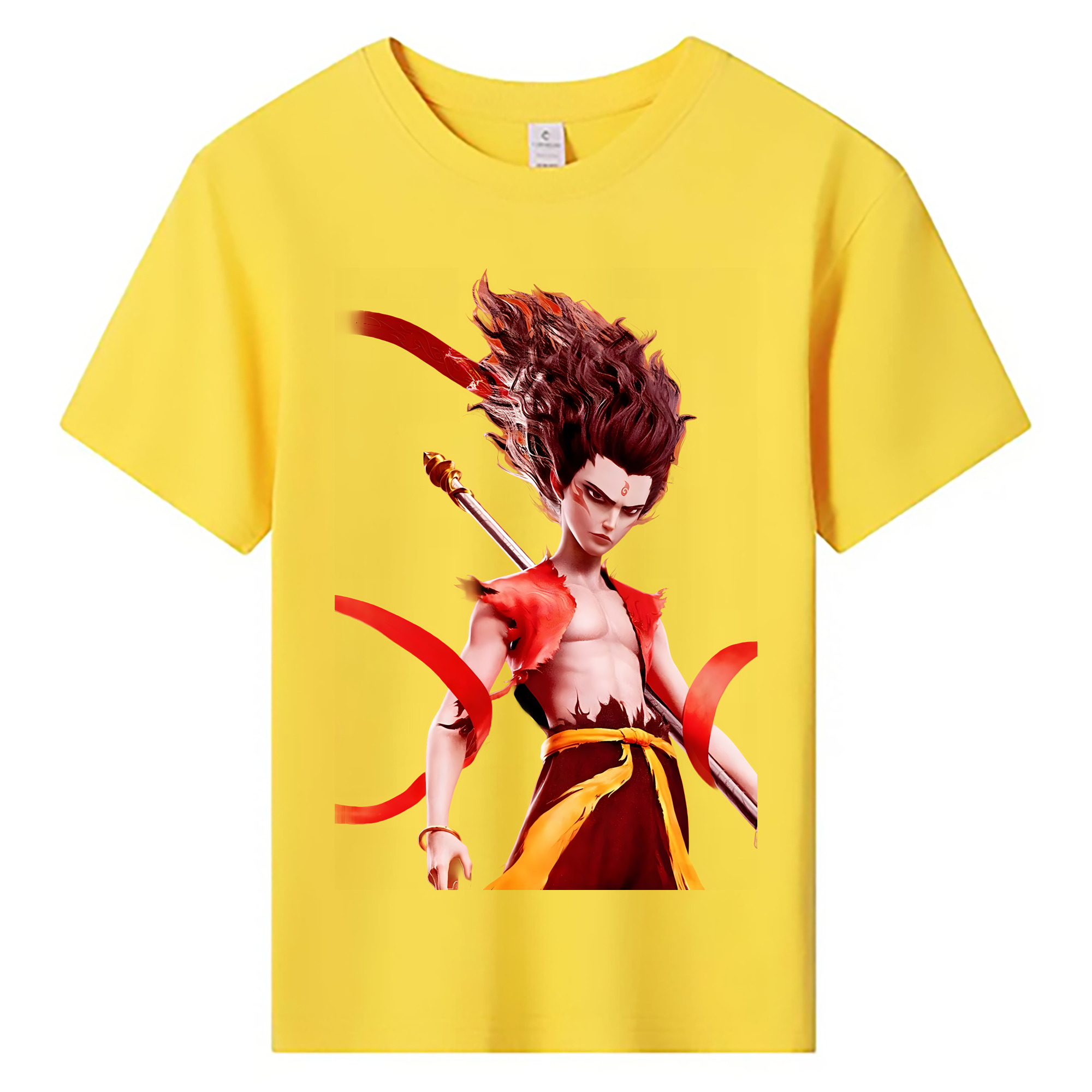 （画像用） Ne Zha 2 ナタ 魔童の大暴れ 綿100％キッズTシャツ（フロントプリント）