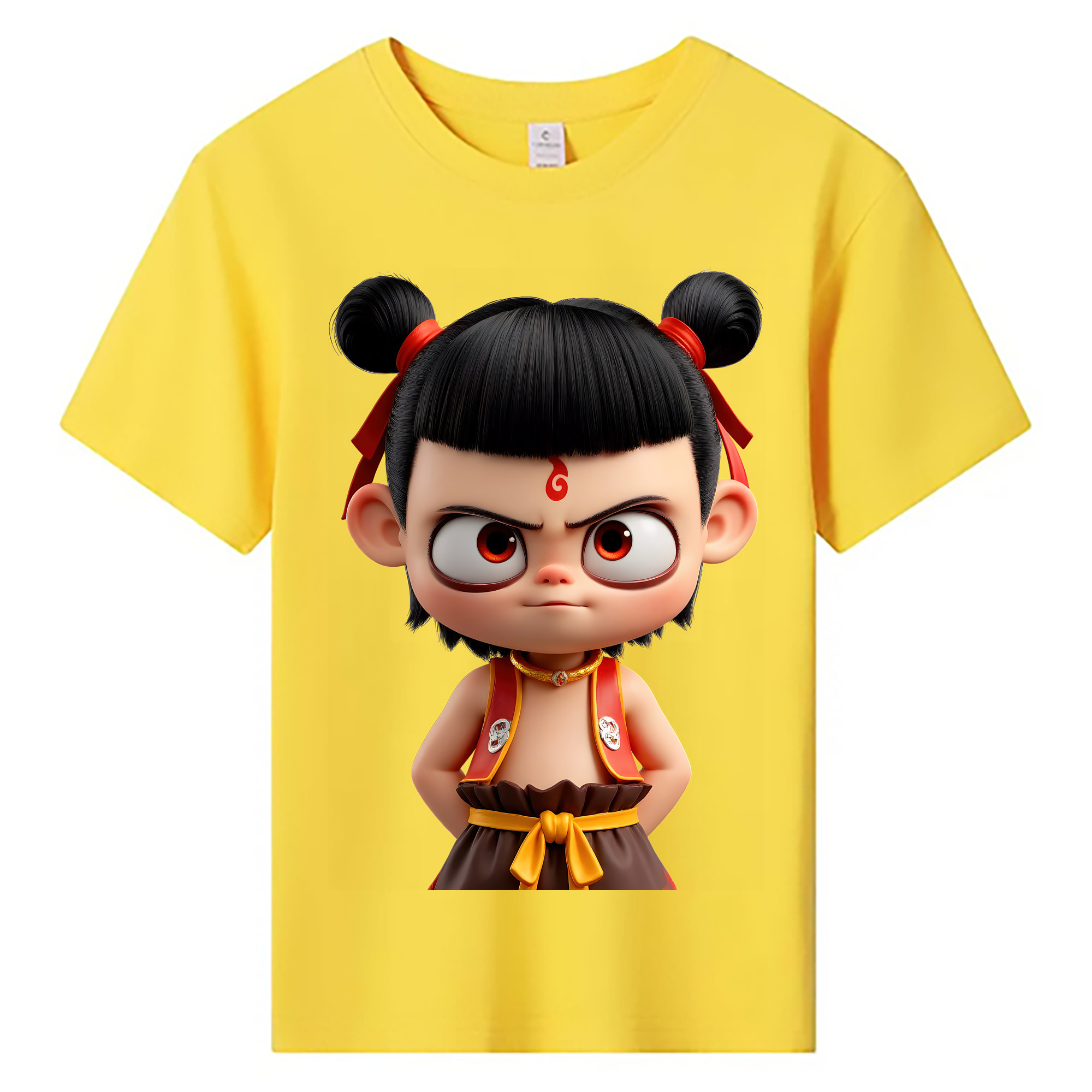 （画像用） Ne Zha 2 ナタ 魔童の大暴れ 綿100％キッズTシャツ（フロントプリント）