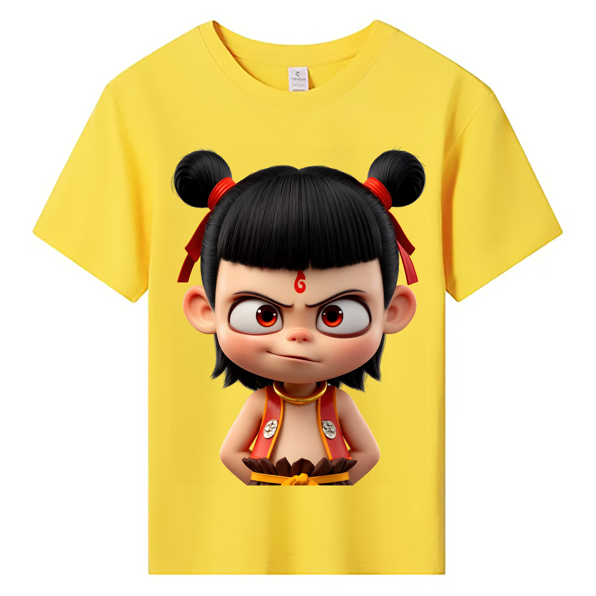 （画像用） Ne Zha 2 ナタ 魔童の大暴れ 綿100％キッズTシャツ（フロントプリント）