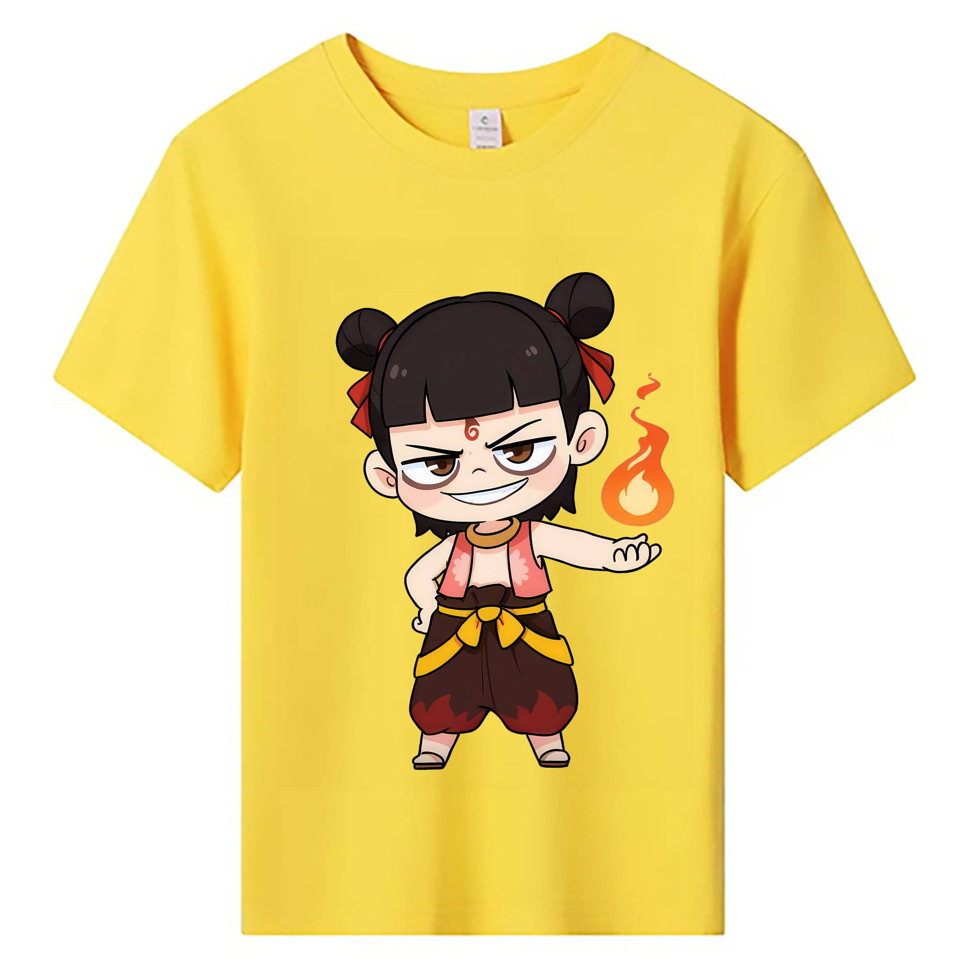 （画像用） Ne Zha 2 ナタ 魔童の大暴れ 綿100％キッズTシャツ（フロントプリント）