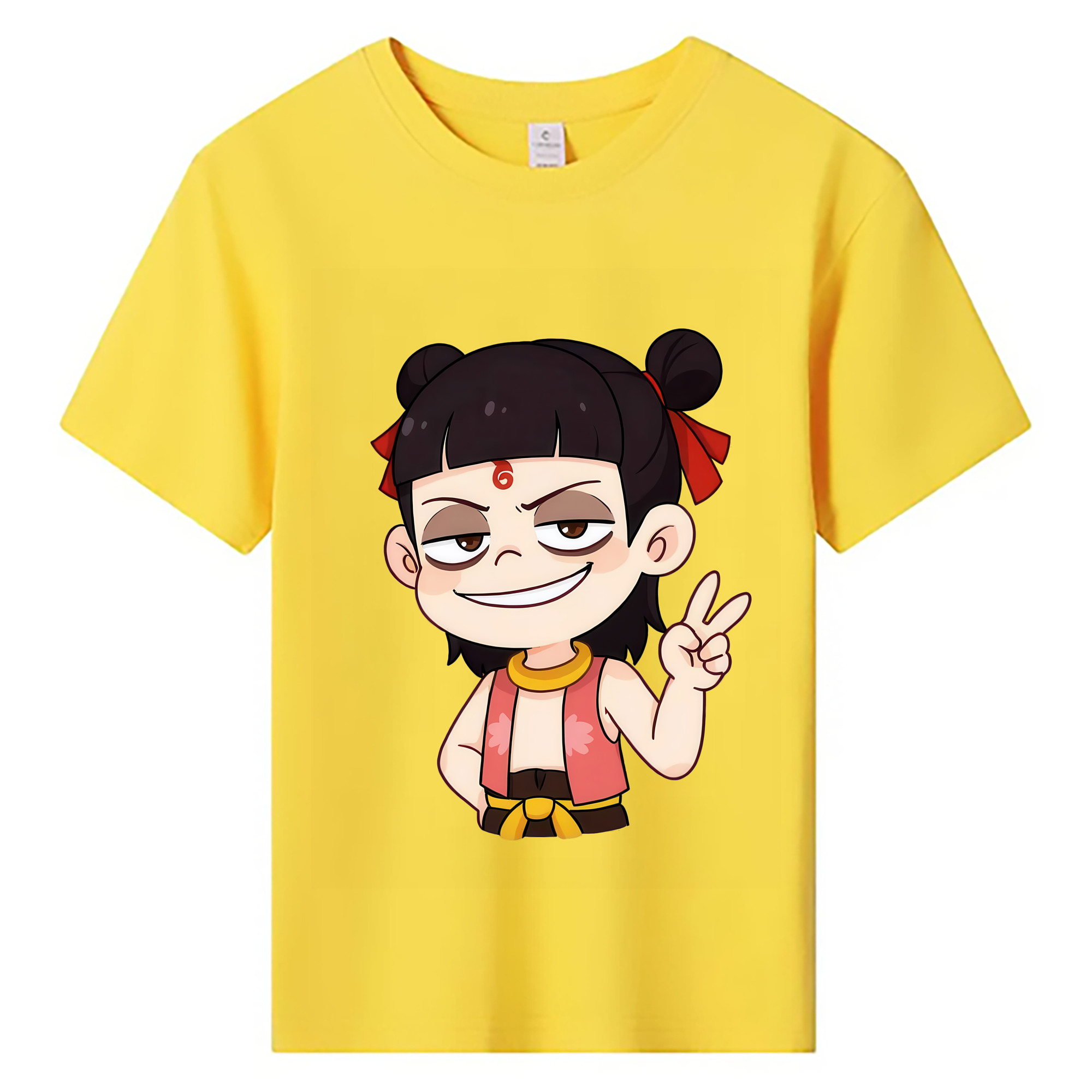 （画像用） Ne Zha 2 ナタ 魔童の大暴れ 綿100％キッズTシャツ（フロントプリント）