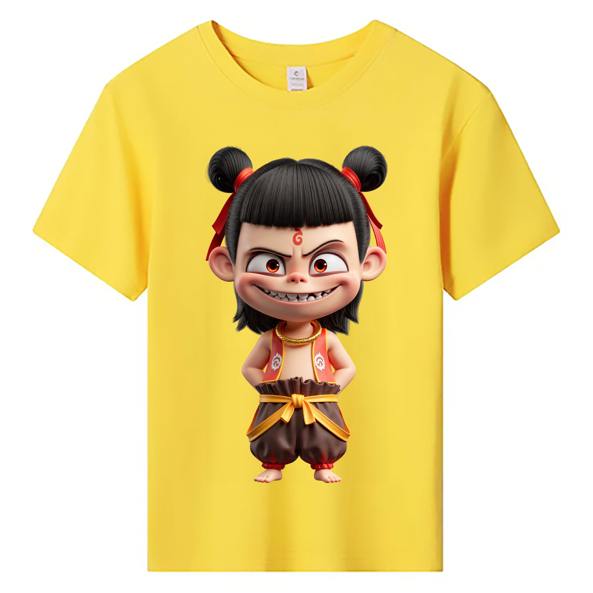 （画像用） Ne Zha 2 ナタ 魔童の大暴れ 綿100％キッズTシャツ（フロントプリント）