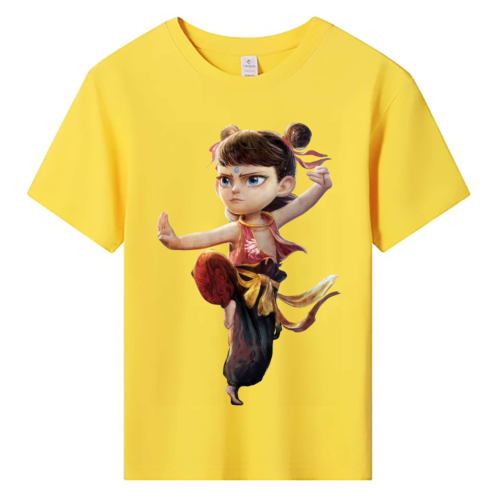 （画像用） Ne Zha 2 ナタ 魔童の大暴れ 綿100％キッズTシャツ（フロントプリント）