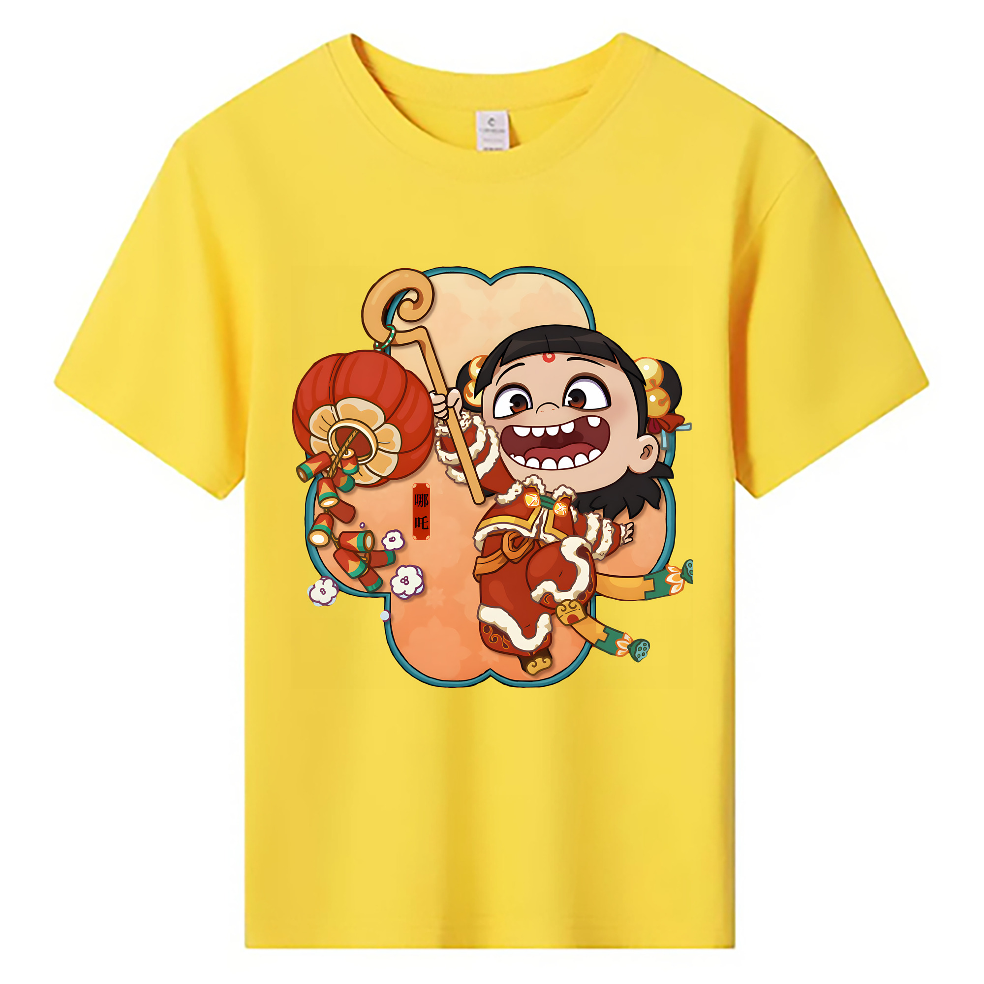 （画像用） Ne Zha 2 ナタ 魔童の大暴れ 綿100％キッズTシャツ（フロントプリント）