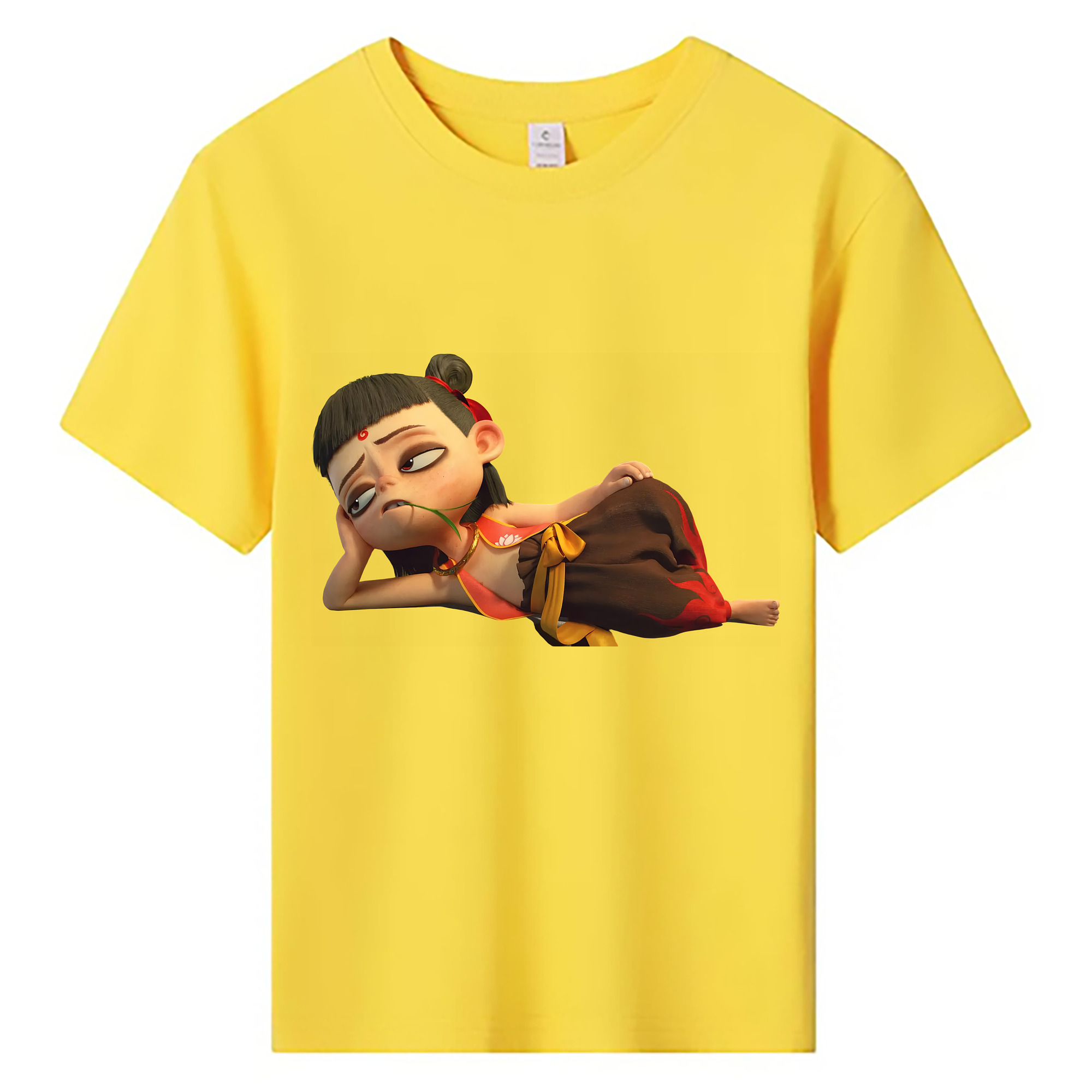 （画像用） Ne Zha 2 ナタ 魔童の大暴れ 綿100％キッズTシャツ（フロントプリント）