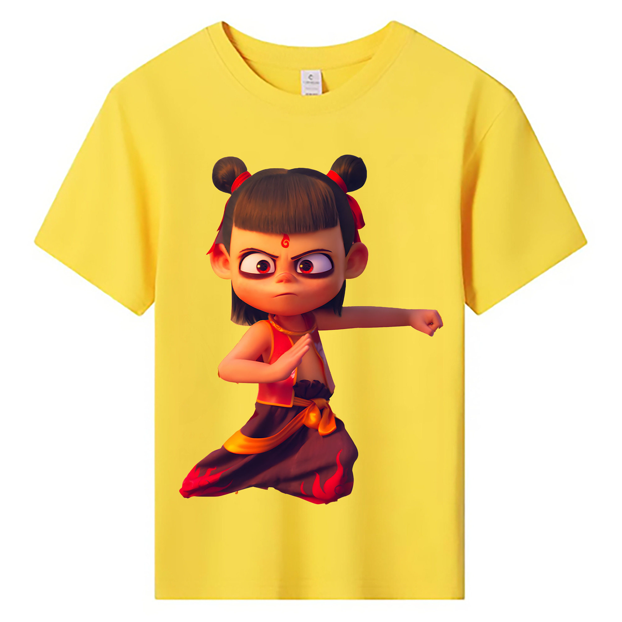 （画像用） Ne Zha 2 ナタ 魔童の大暴れ 綿100％キッズTシャツ（フロントプリント）