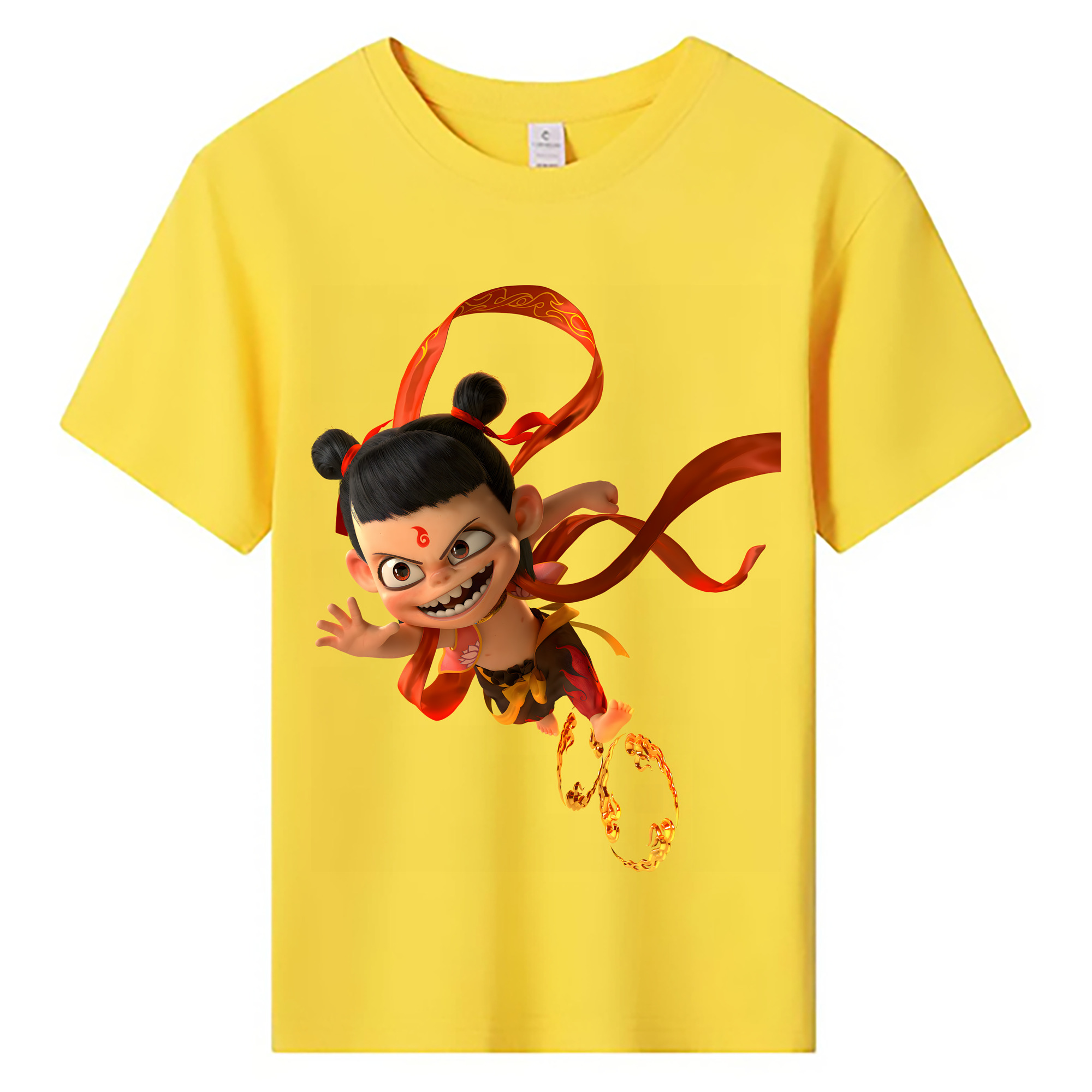 （画像用） Ne Zha 2 ナタ 魔童の大暴れ 綿100％キッズTシャツ（フロントプリント）