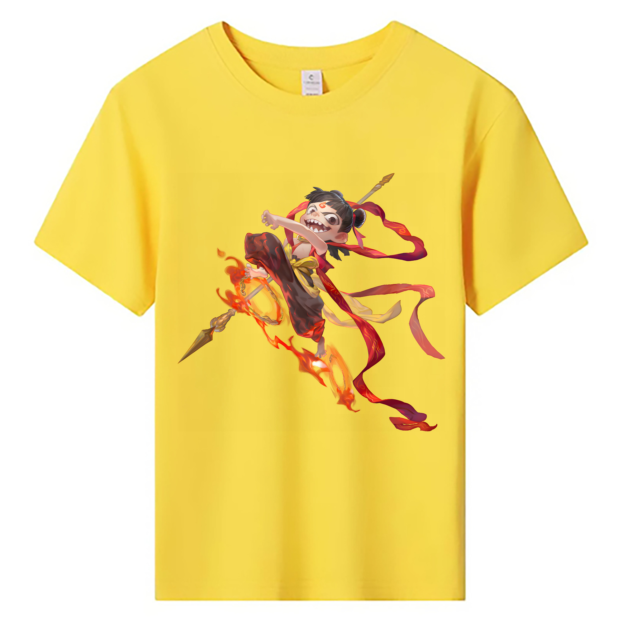 （画像用） Ne Zha 2 ナタ 魔童の大暴れ 綿100％キッズTシャツ（フロントプリント）