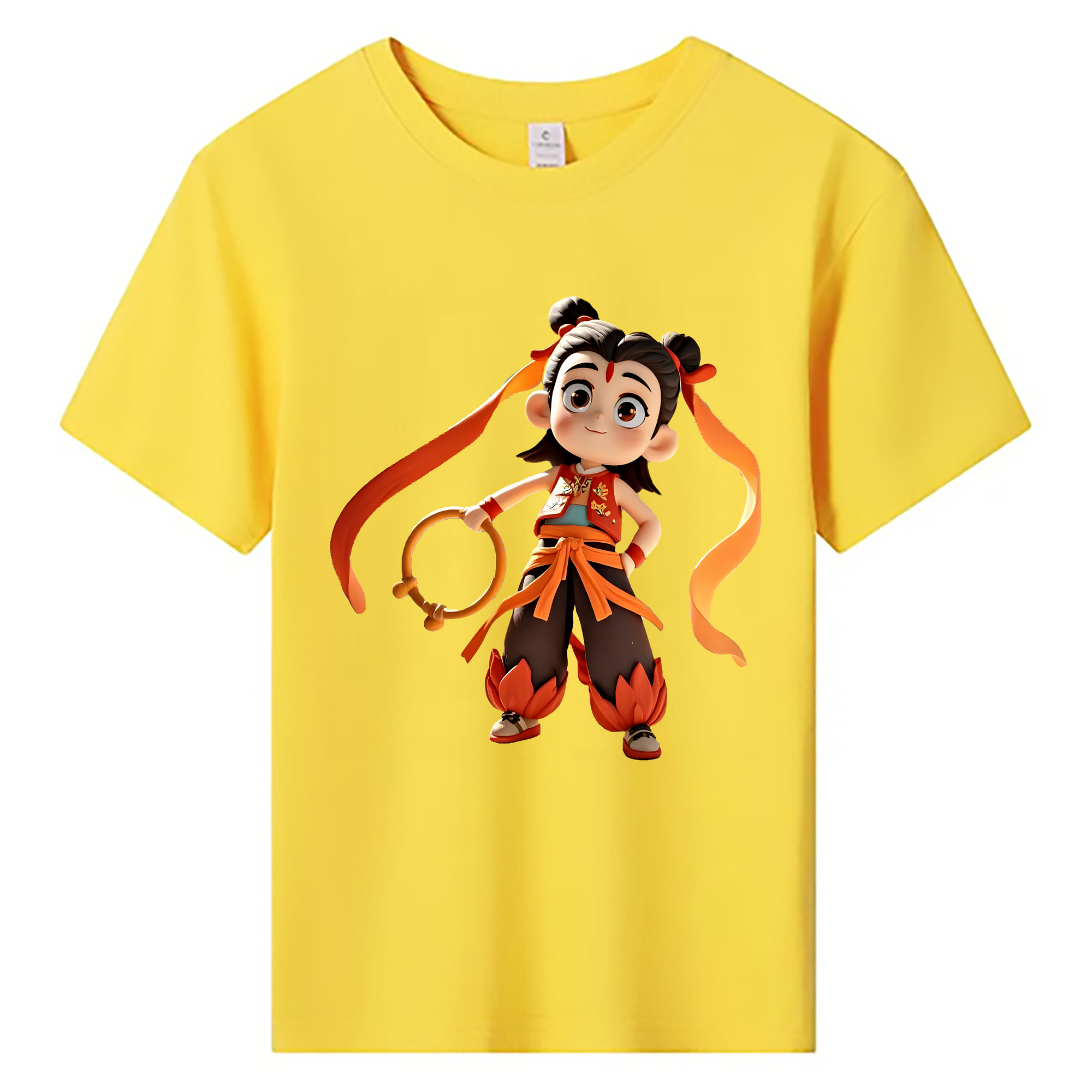 （画像用） Ne Zha 2 ナタ 魔童の大暴れ 綿100％キッズTシャツ（フロントプリント）