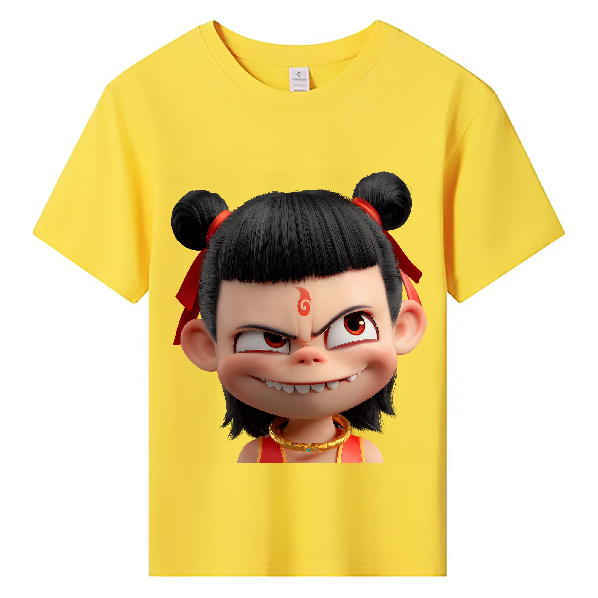 （画像用） Ne Zha 2 ナタ 魔童の大暴れ 綿100％キッズTシャツ（フロントプリント）