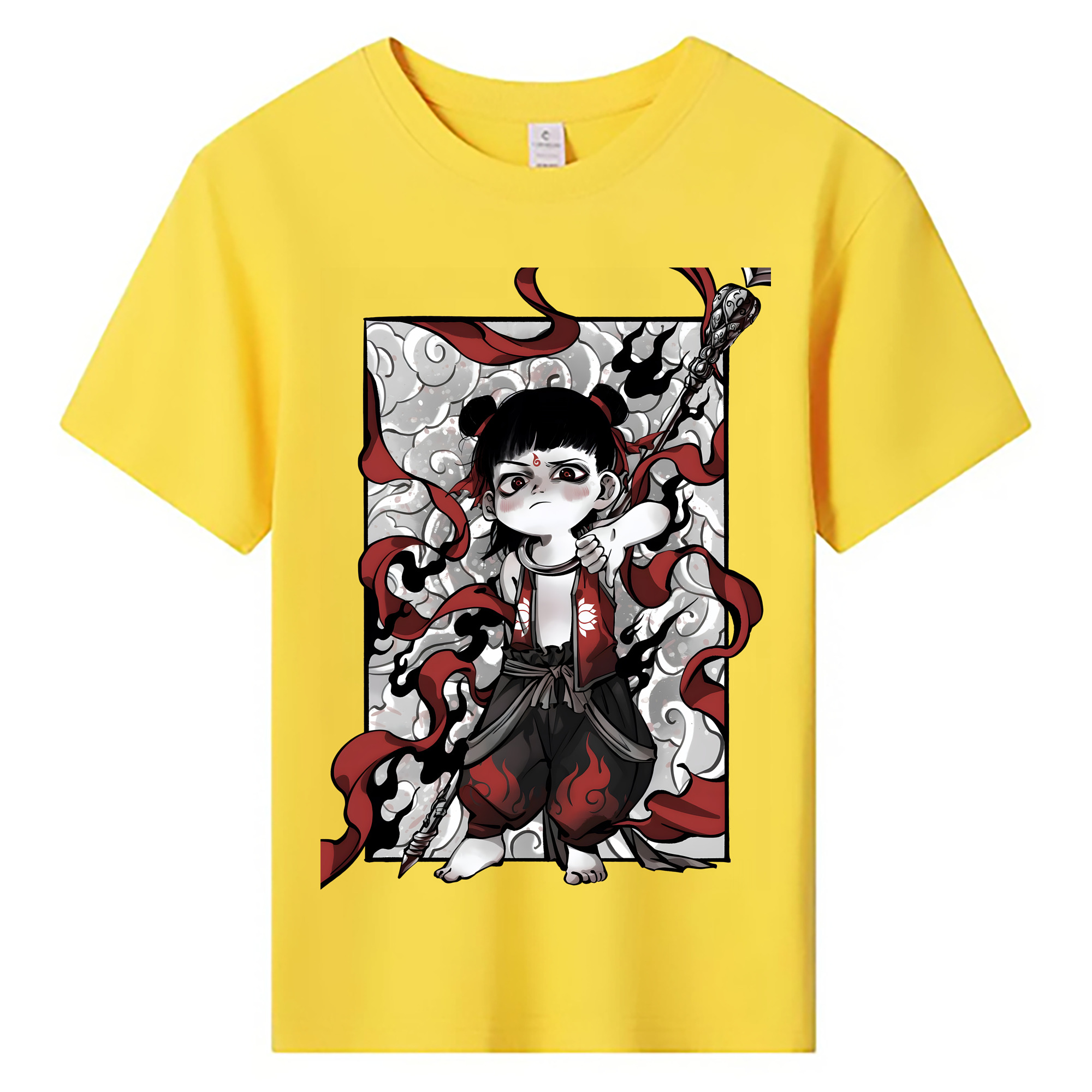 （画像用） Ne Zha 2 ナタ 魔童の大暴れ 綿100％キッズTシャツ（フロントプリント）