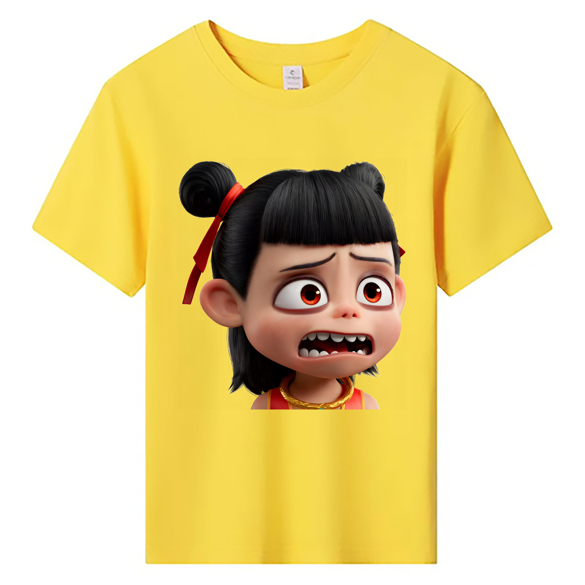 （画像用） Ne Zha 2 ナタ 魔童の大暴れ 綿100％キッズTシャツ（フロントプリント）