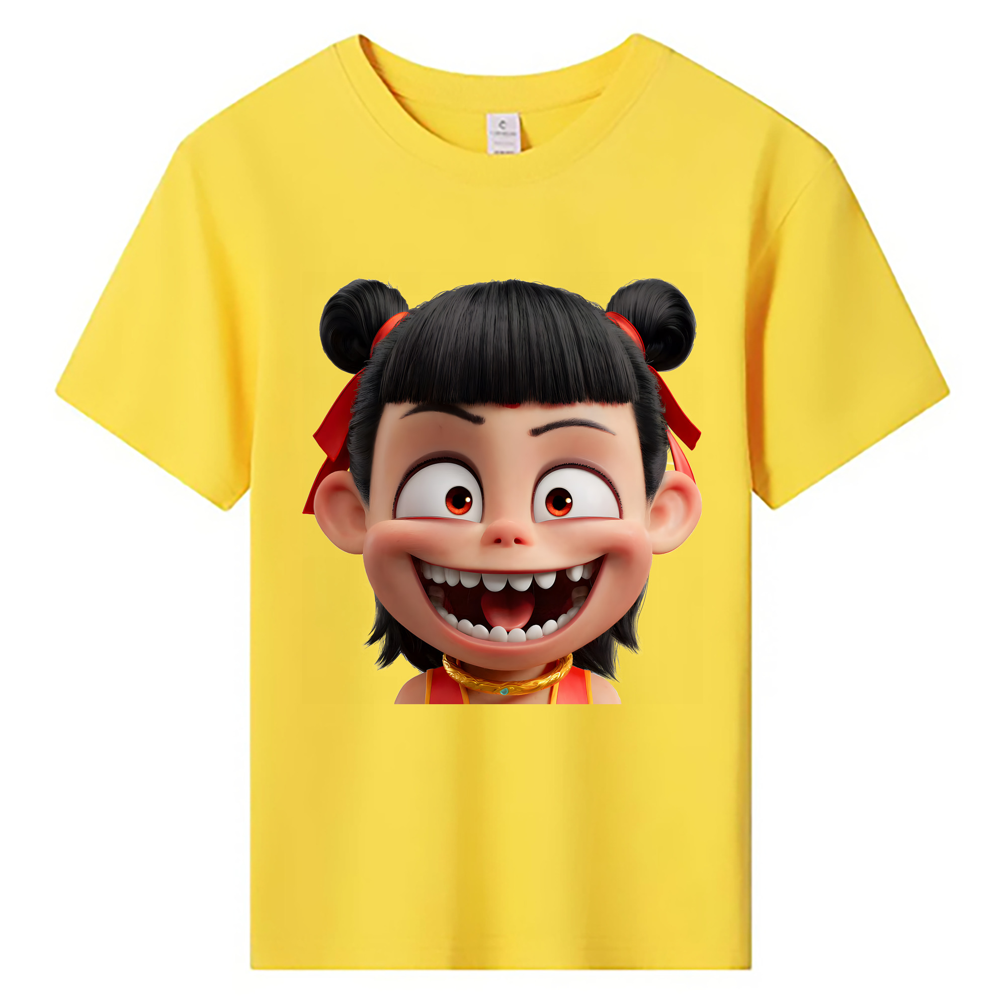 （画像用） Ne Zha 2 ナタ 魔童の大暴れ 綿100％キッズTシャツ（フロントプリント）