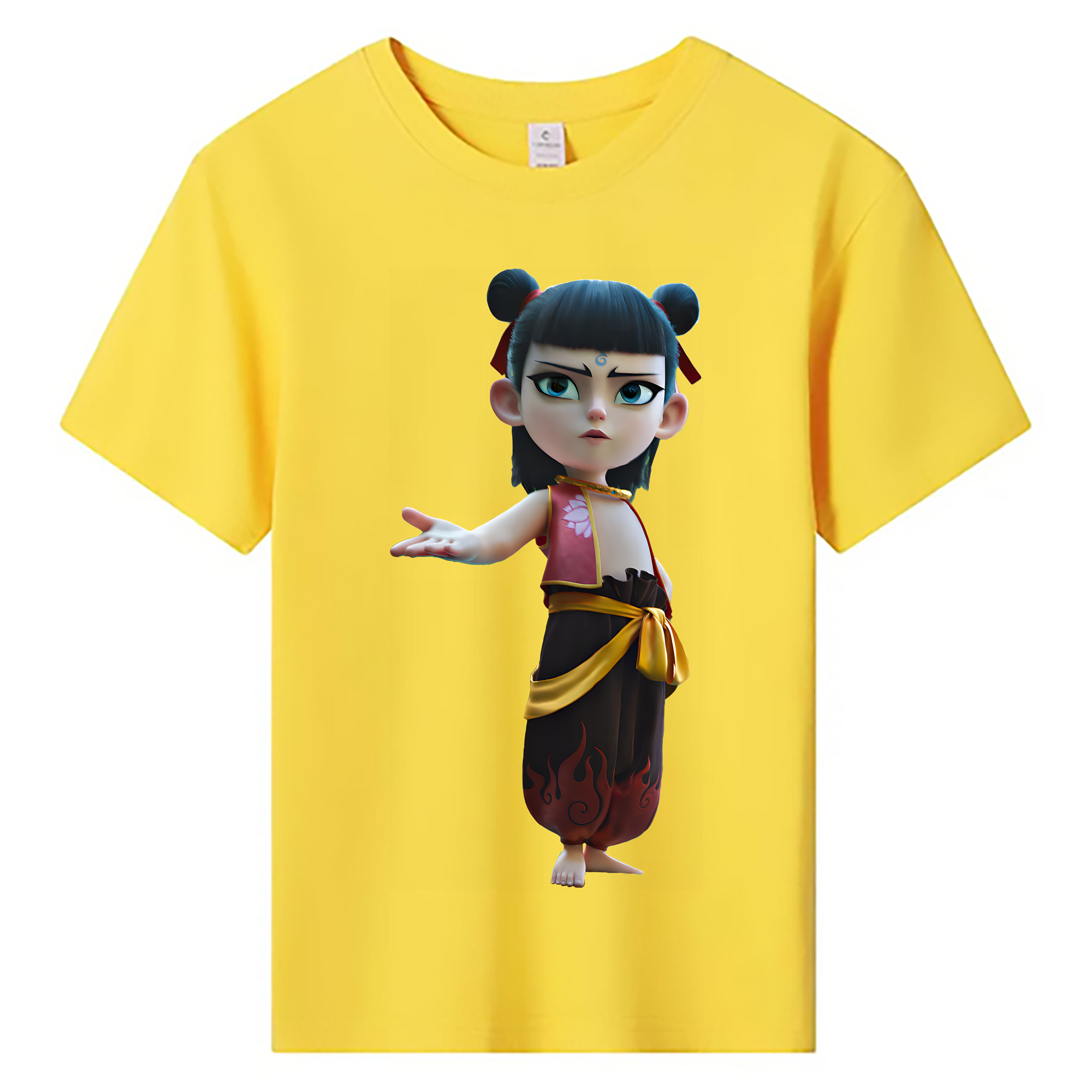 （画像用） Ne Zha 2 ナタ 魔童の大暴れ 綿100％キッズTシャツ（フロントプリント）