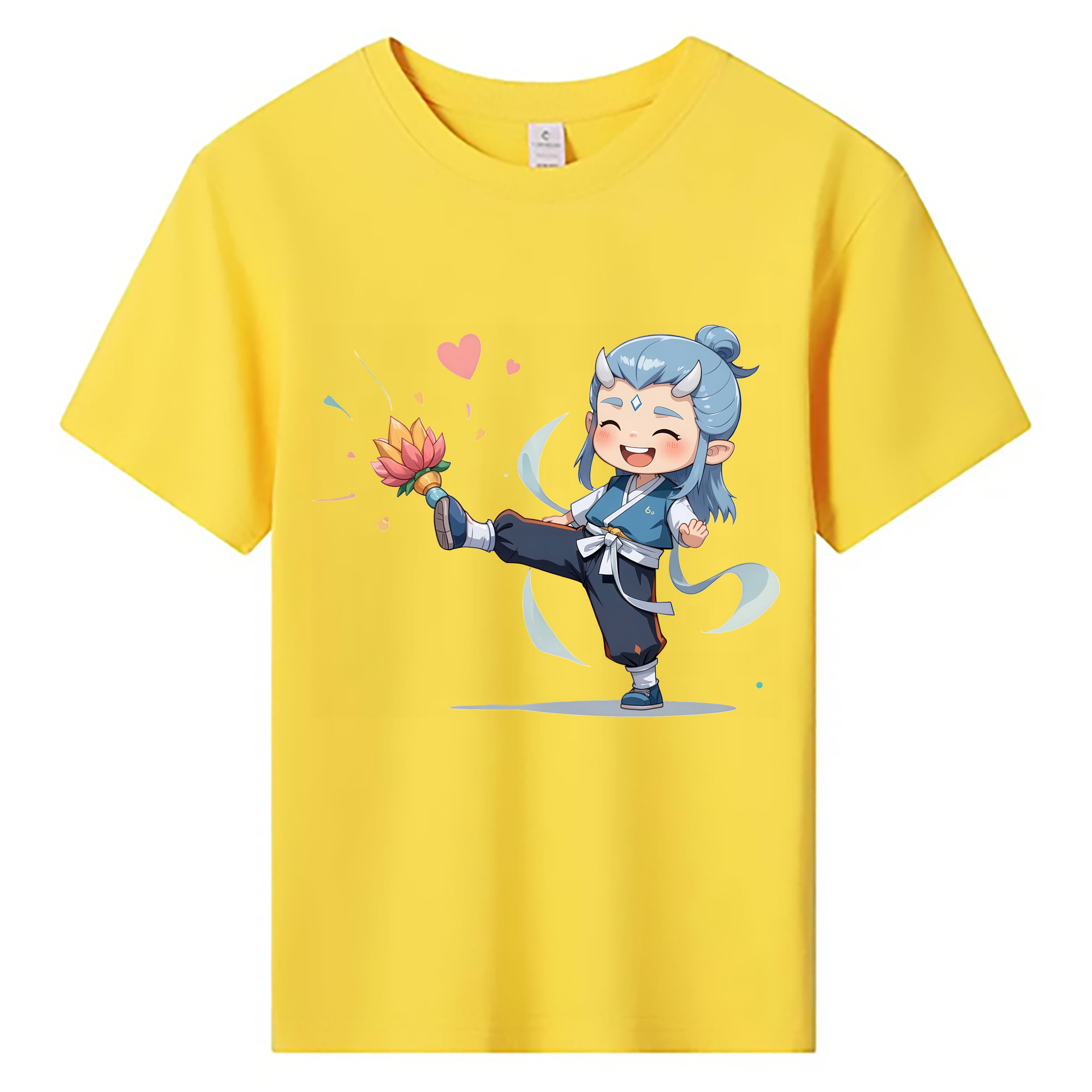 （画像用） Ne Zha 2 ナタ 魔童の大暴れ 綿100％キッズTシャツ（フロントプリント）