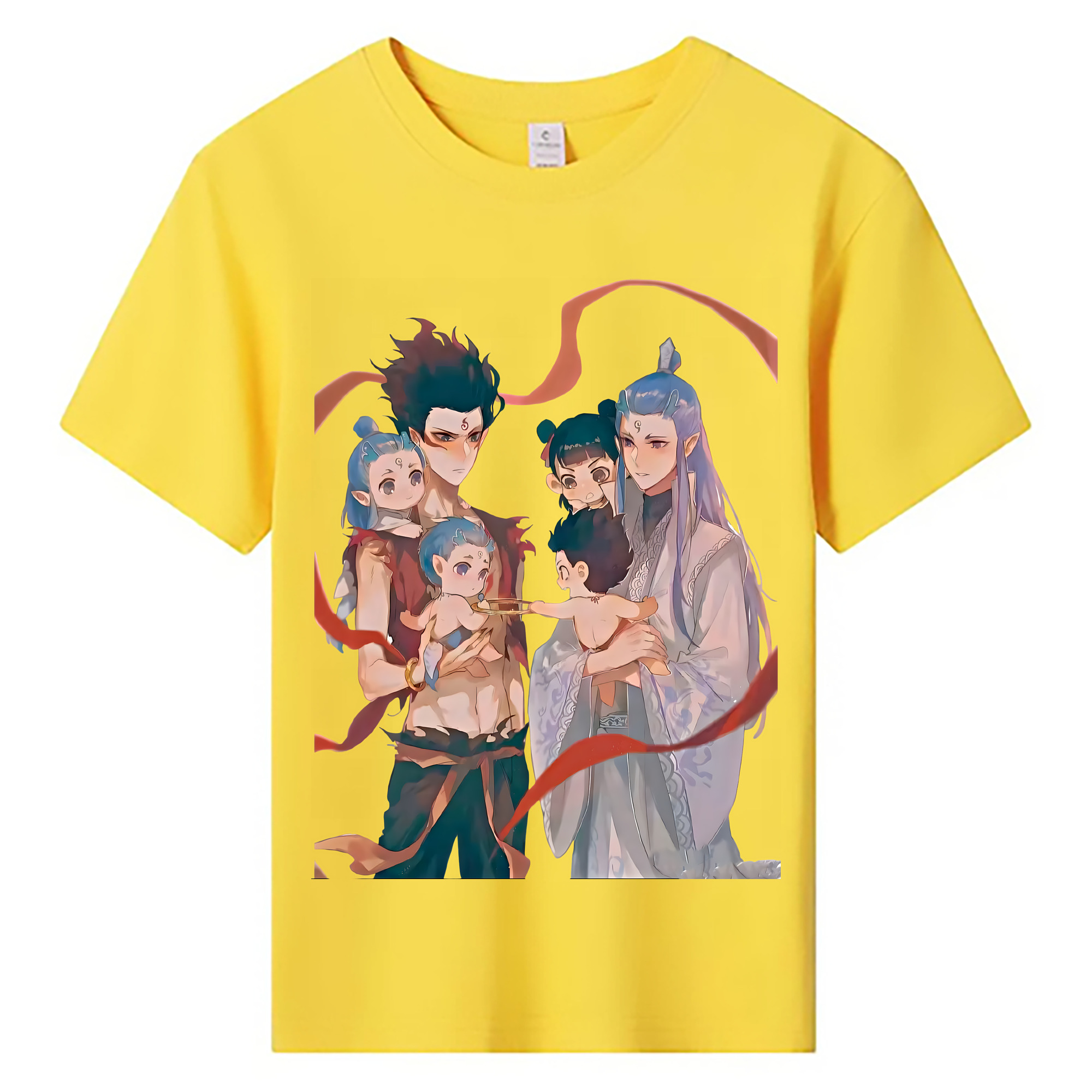 （画像用） Ne Zha 2 ナタ 魔童の大暴れ 綿100％キッズTシャツ（フロントプリント）