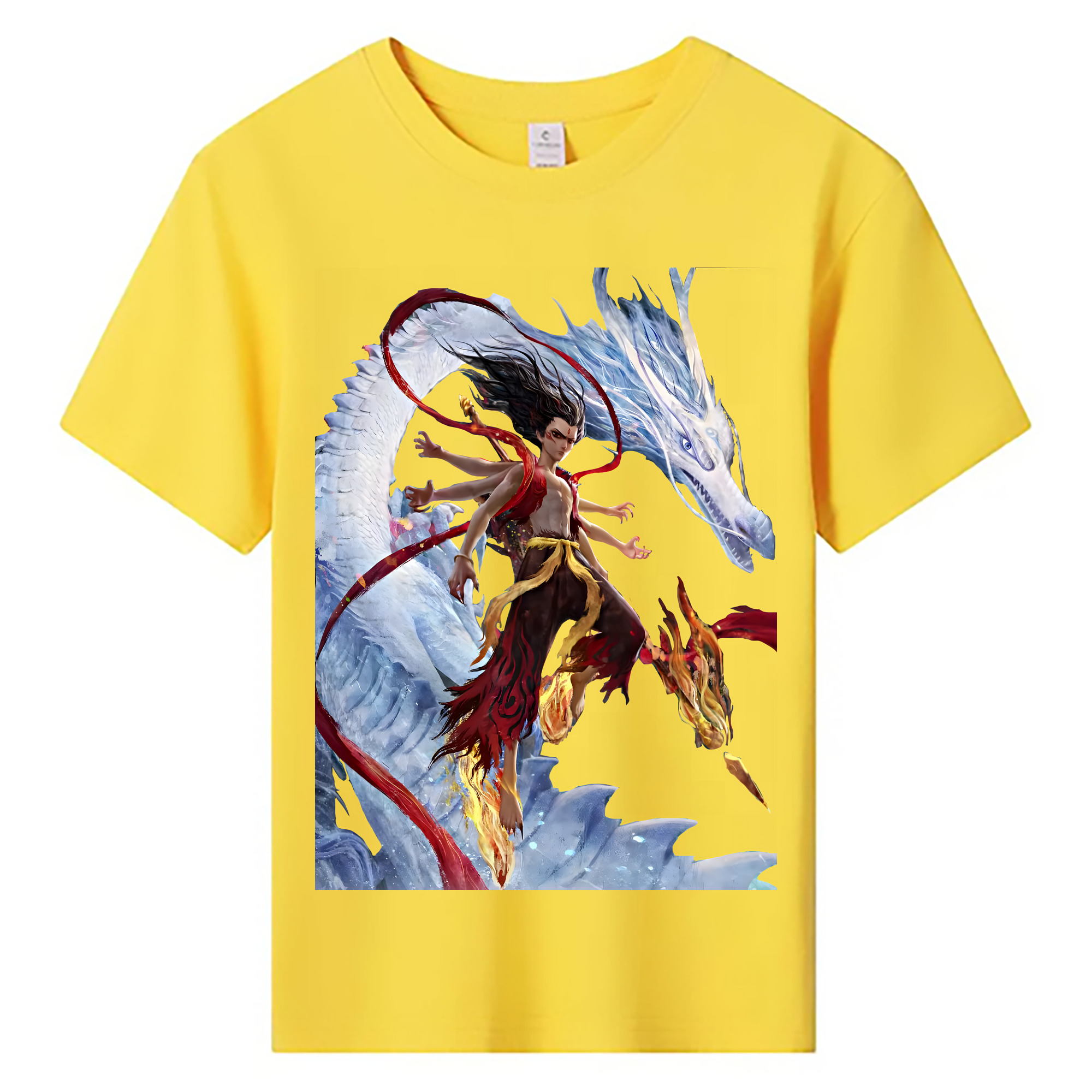 （画像用） Ne Zha 2 ナタ 魔童の大暴れ 綿100％キッズTシャツ（フロントプリント）
