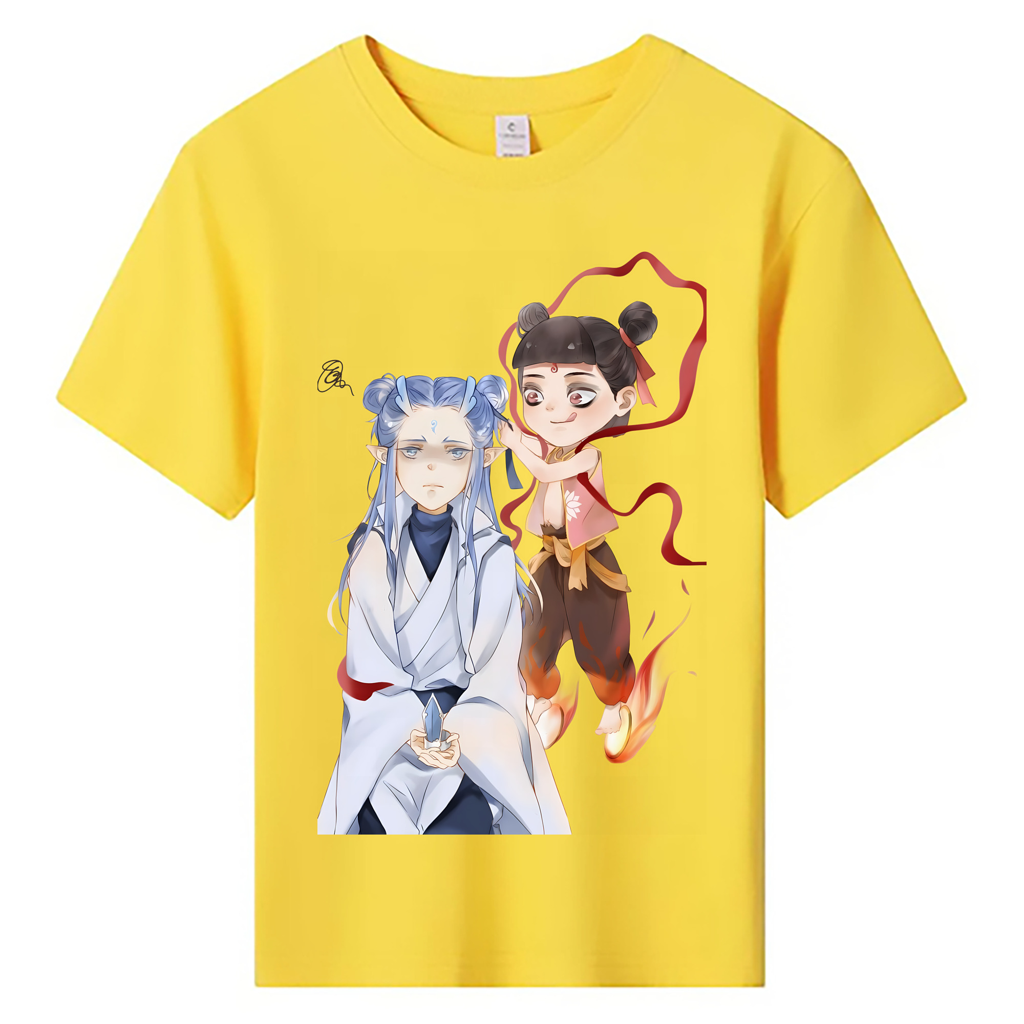 （画像用） Ne Zha 2 ナタ 魔童の大暴れ 綿100％キッズTシャツ（フロントプリント）
