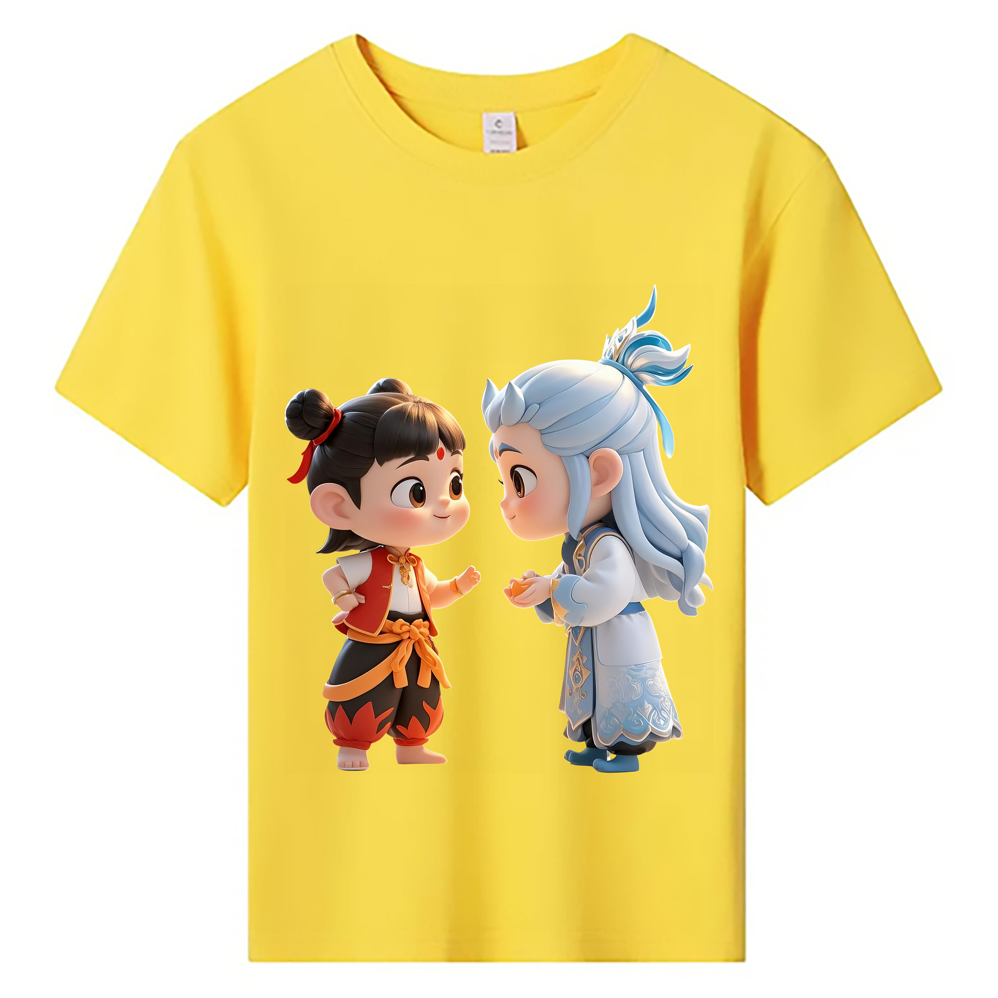 （画像用） Ne Zha 2 ナタ 魔童の大暴れ 綿100％キッズTシャツ（フロントプリント）