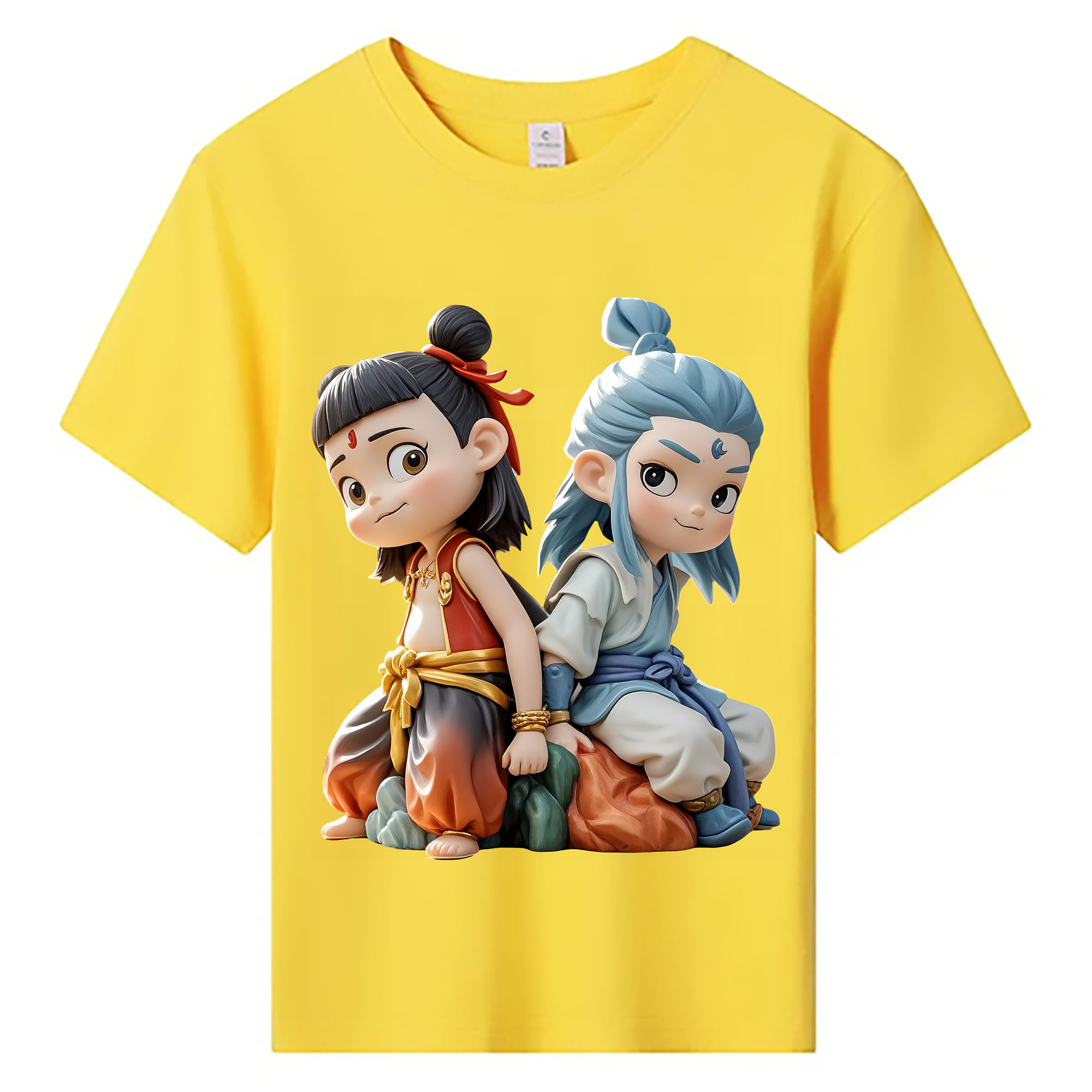 （画像用） Ne Zha 2 ナタ 魔童の大暴れ 綿100％キッズTシャツ（フロントプリント）
