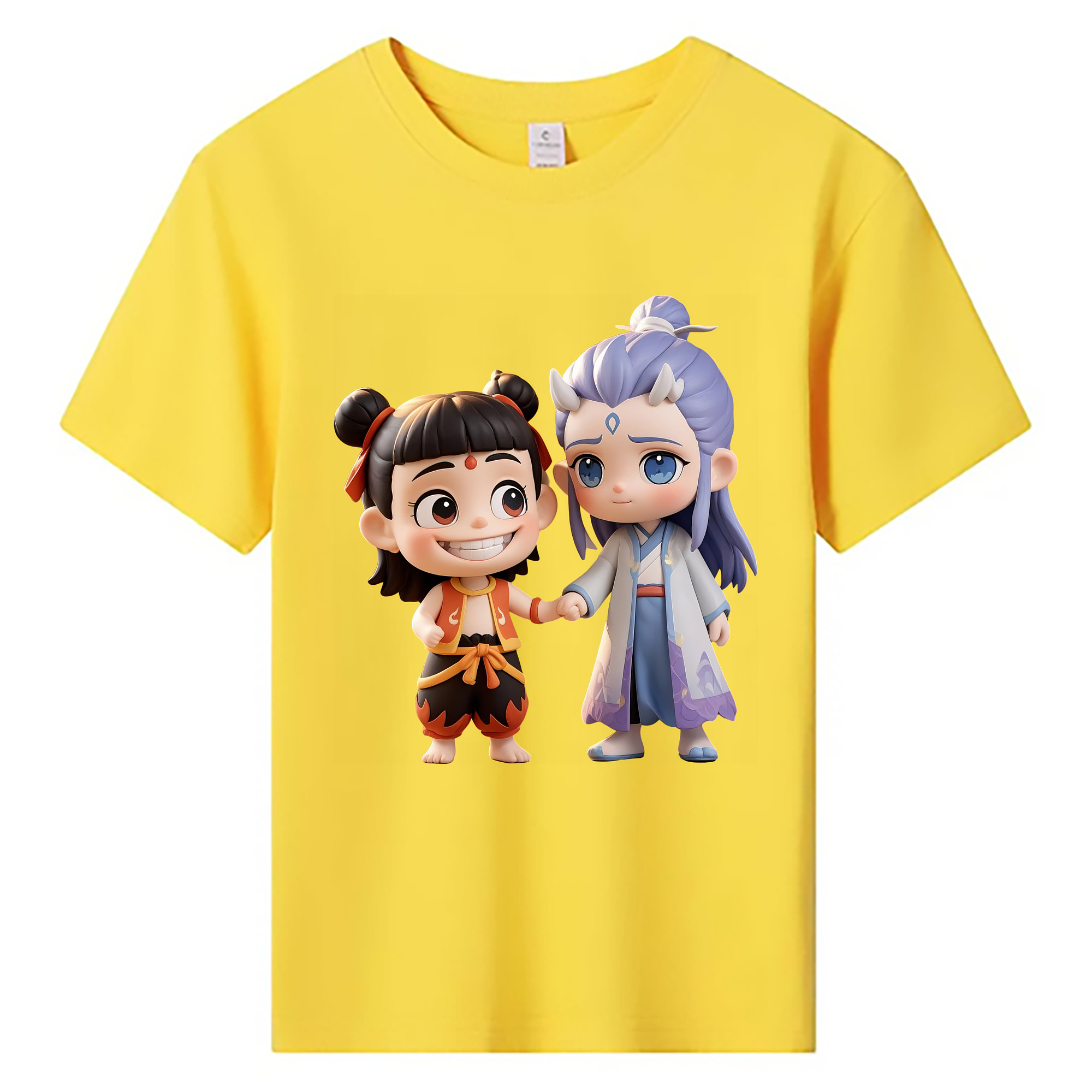 （画像用） Ne Zha 2 ナタ 魔童の大暴れ 綿100％キッズTシャツ（フロントプリント）