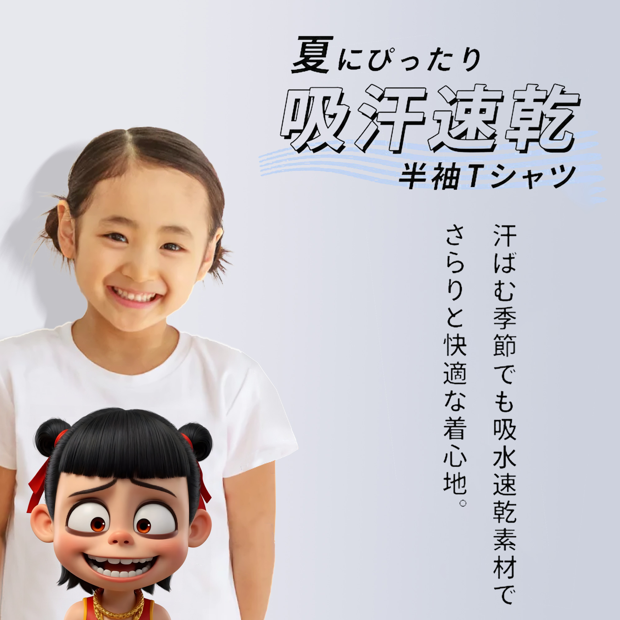 Ne Zha 2 ナタ 魔童の大暴れ 綿100％キッズTシャツ（フロントプリント）