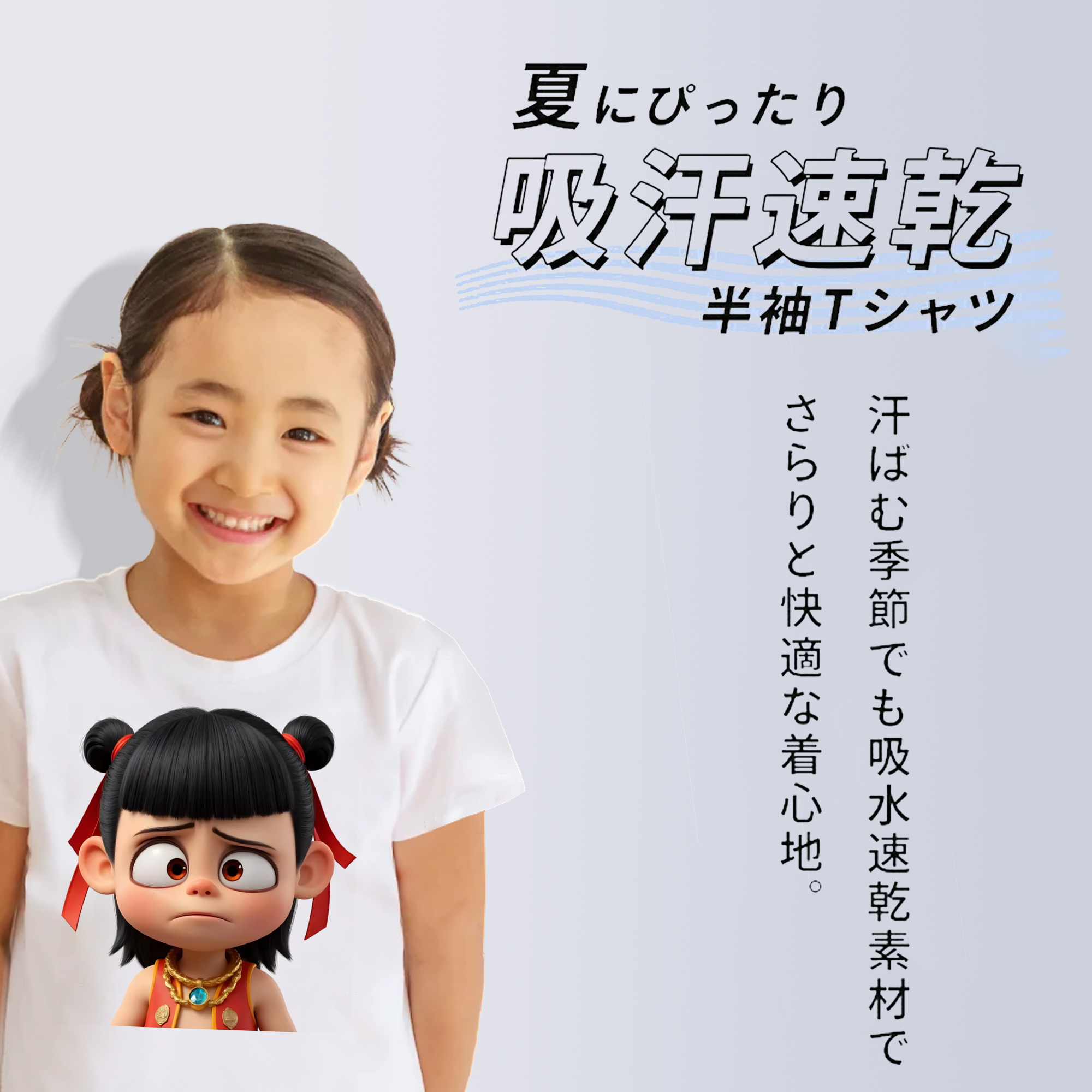 Ne Zha 2 ナタ 魔童の大暴れ 綿100％キッズTシャツ（フロントプリント）