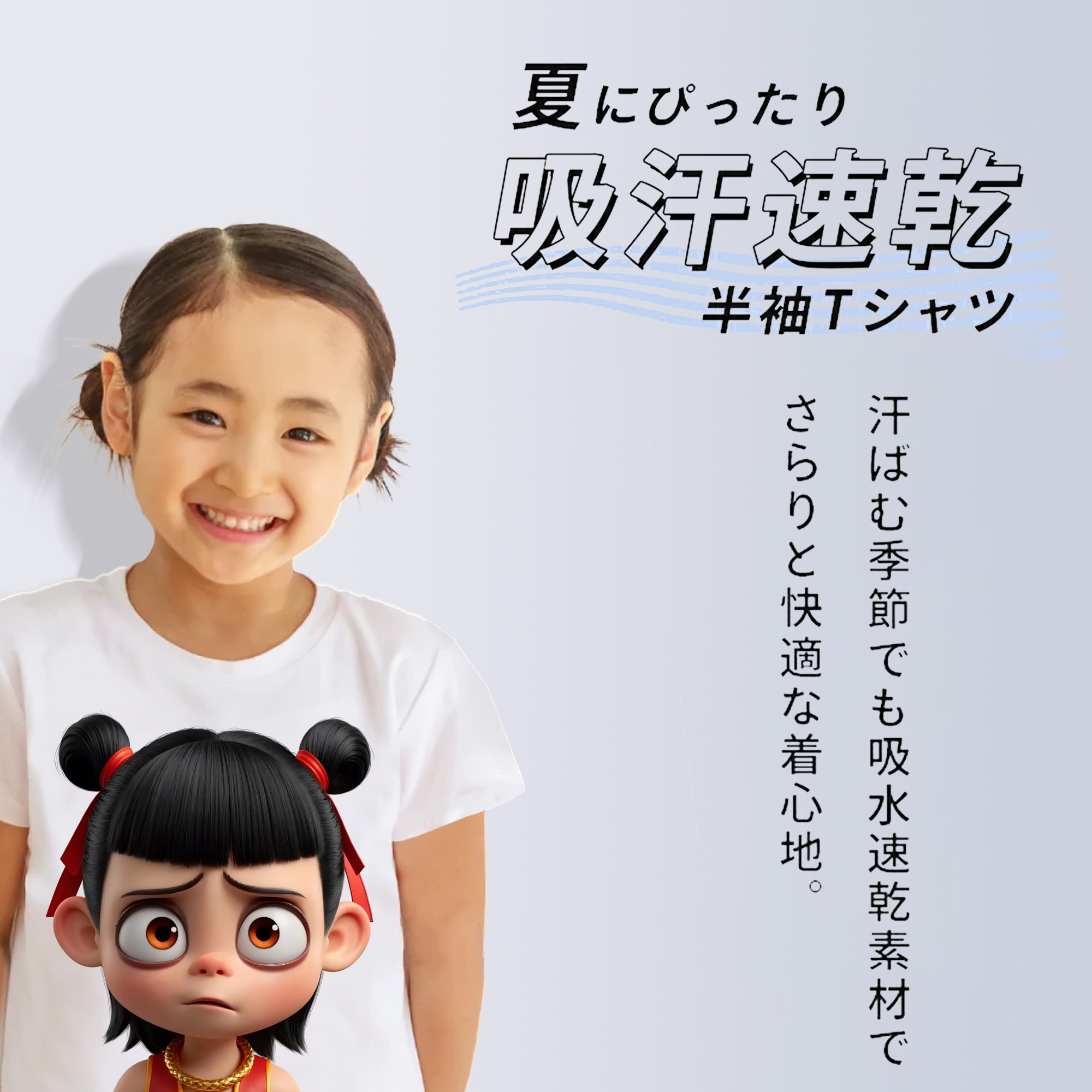 Ne Zha 2 ナタ 魔童の大暴れ 綿100％キッズTシャツ（フロントプリント）