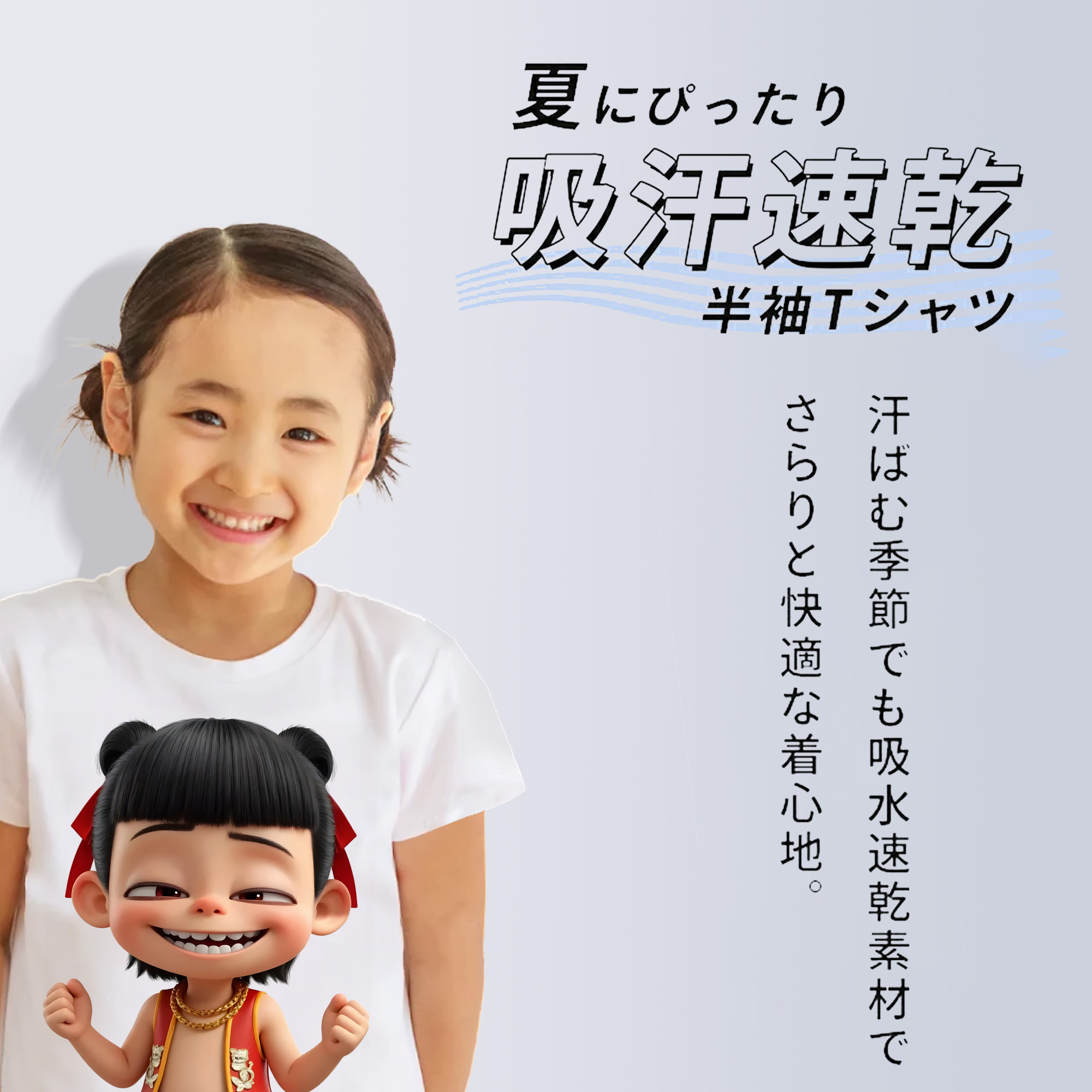 Ne Zha 2 ナタ 魔童の大暴れ 綿100％キッズTシャツ（フロントプリント）