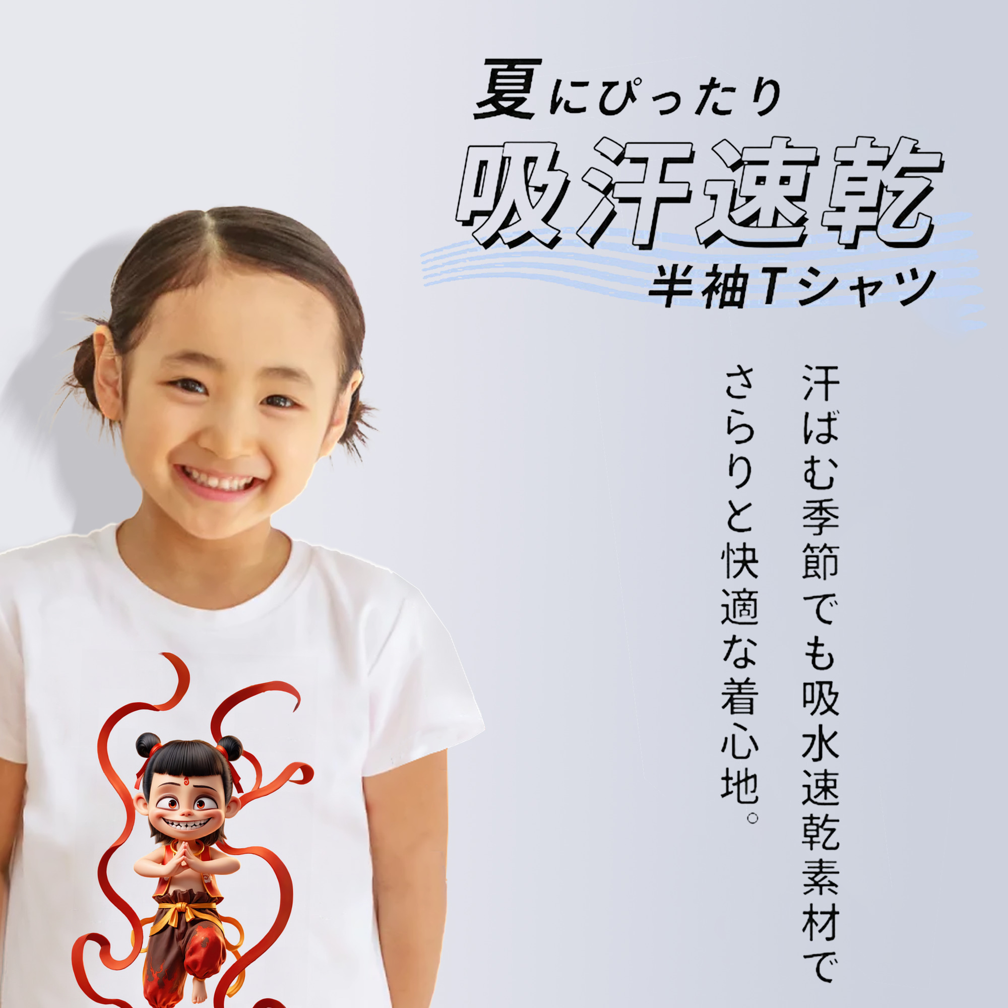 Ne Zha 2 ナタ 魔童の大暴れ 綿100％キッズTシャツ（フロントプリント）
