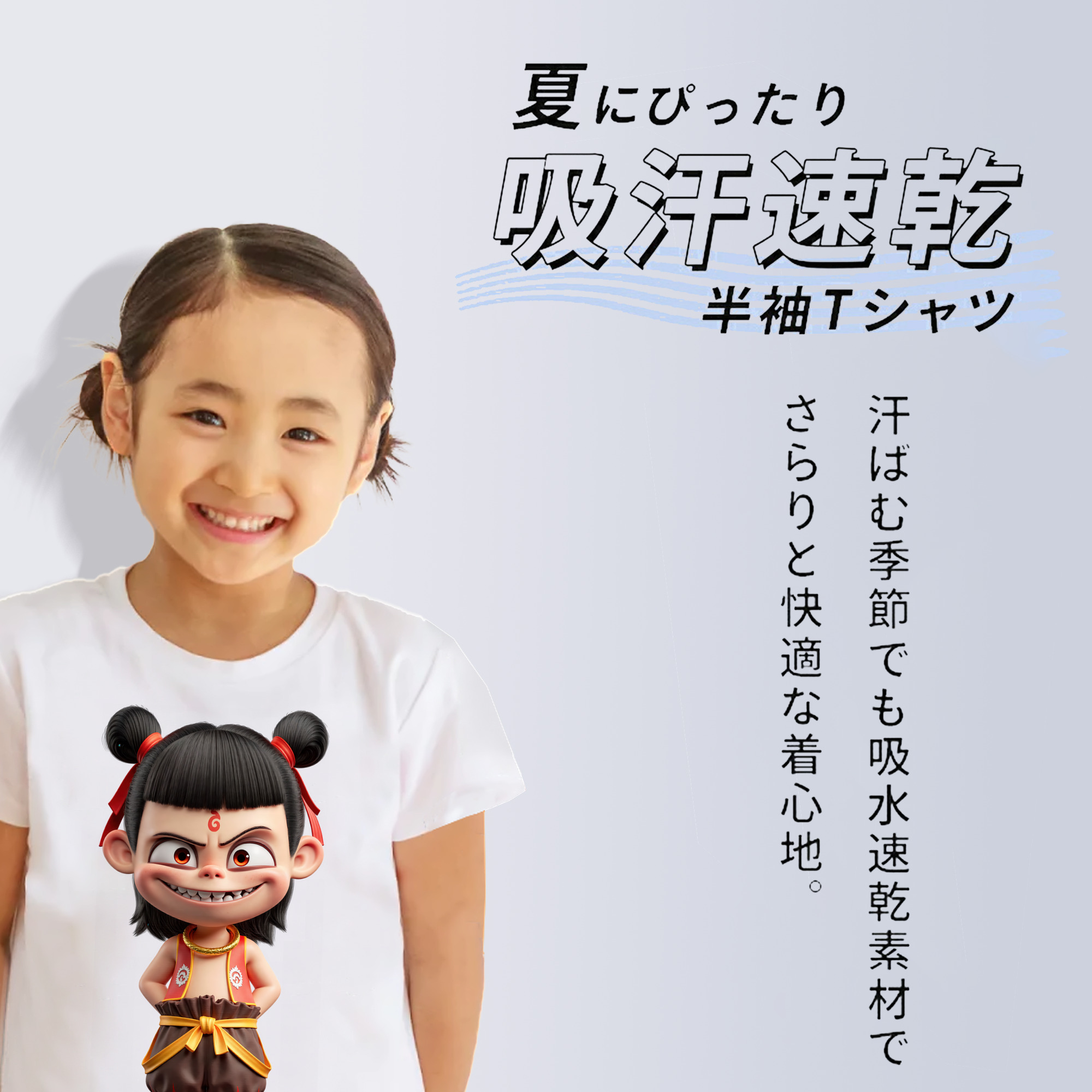 Ne Zha 2 ナタ 魔童の大暴れ 綿100％キッズTシャツ（フロントプリント）