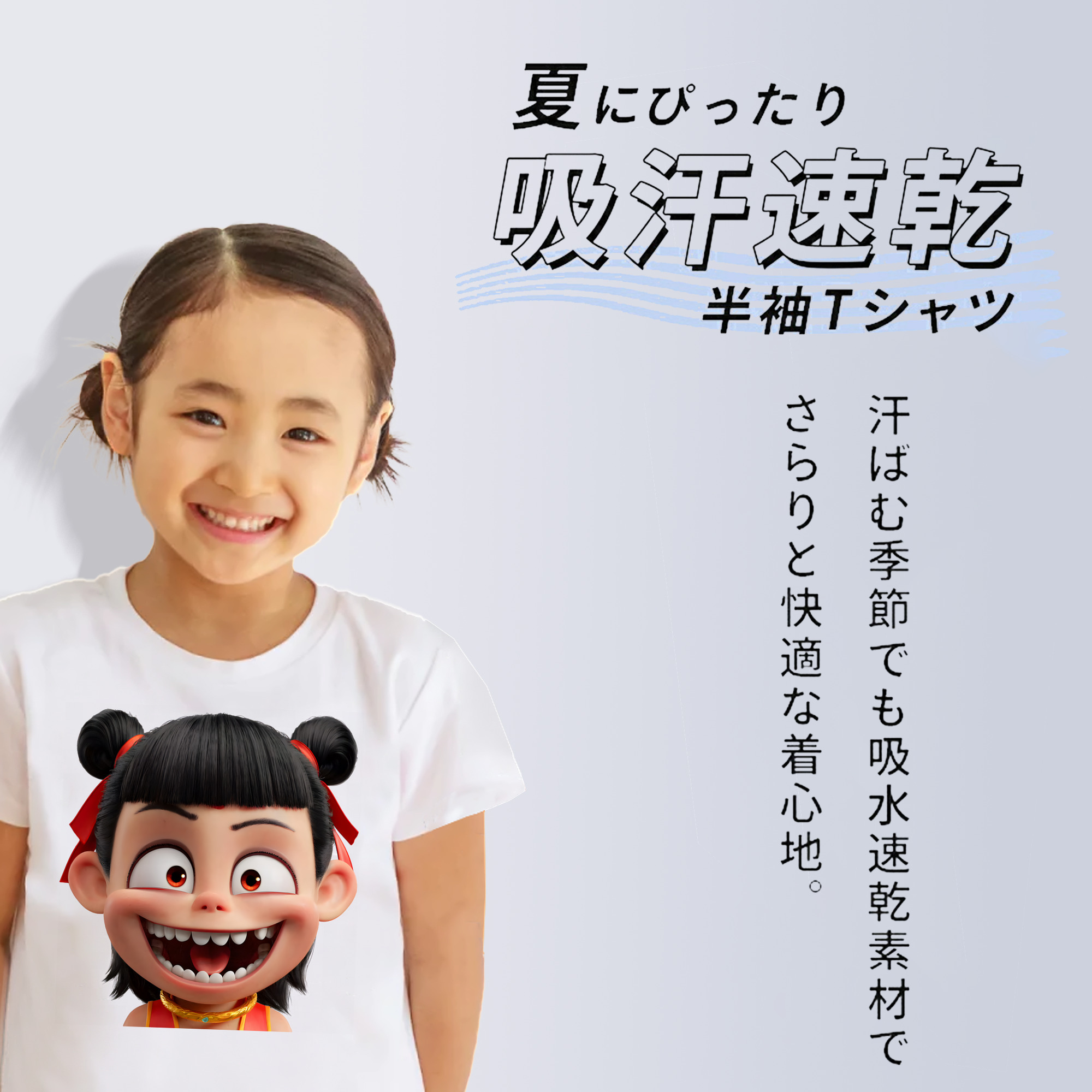 Ne Zha 2 ナタ 魔童の大暴れ 綿100％キッズTシャツ（フロントプリント）