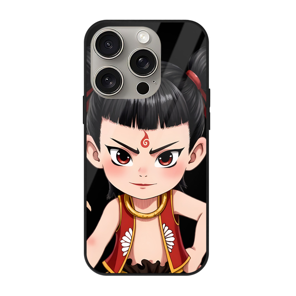 （画像用） Ne Zha 2 ナタ 魔童の大暴れ 【iPhone15Pro対応】スマホケース 耐衝撃＆黄変防止 背面ガラス